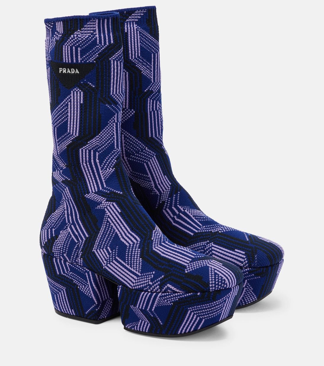 Prada Jacquard knit platform ankle boots in puple Size US 10 / IT 40 - 1 Thumbnail