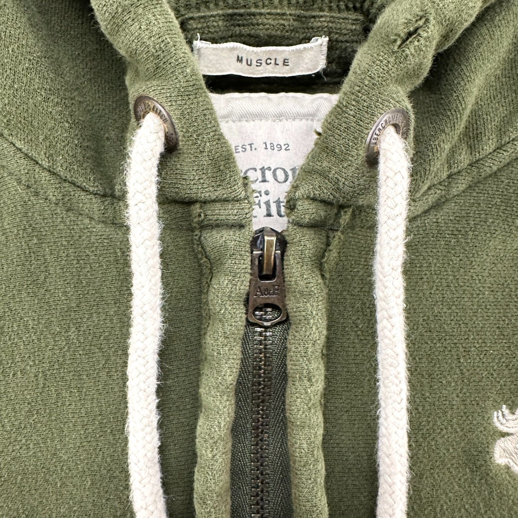 Abercrombie & Fitch VINTAGE Abercrombie & Fitch Hoodie Womens M Green Full Zip Muscle Cotton Spellout Y2K 90s Size M / US 6-8 / IT 42-44 - 4 Thumbnail