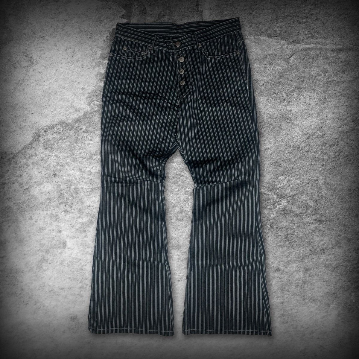 Tornado Mart Tornado Mart Super Flared Stripe Pattern Pants Size US 31 - 1 Thumbnail