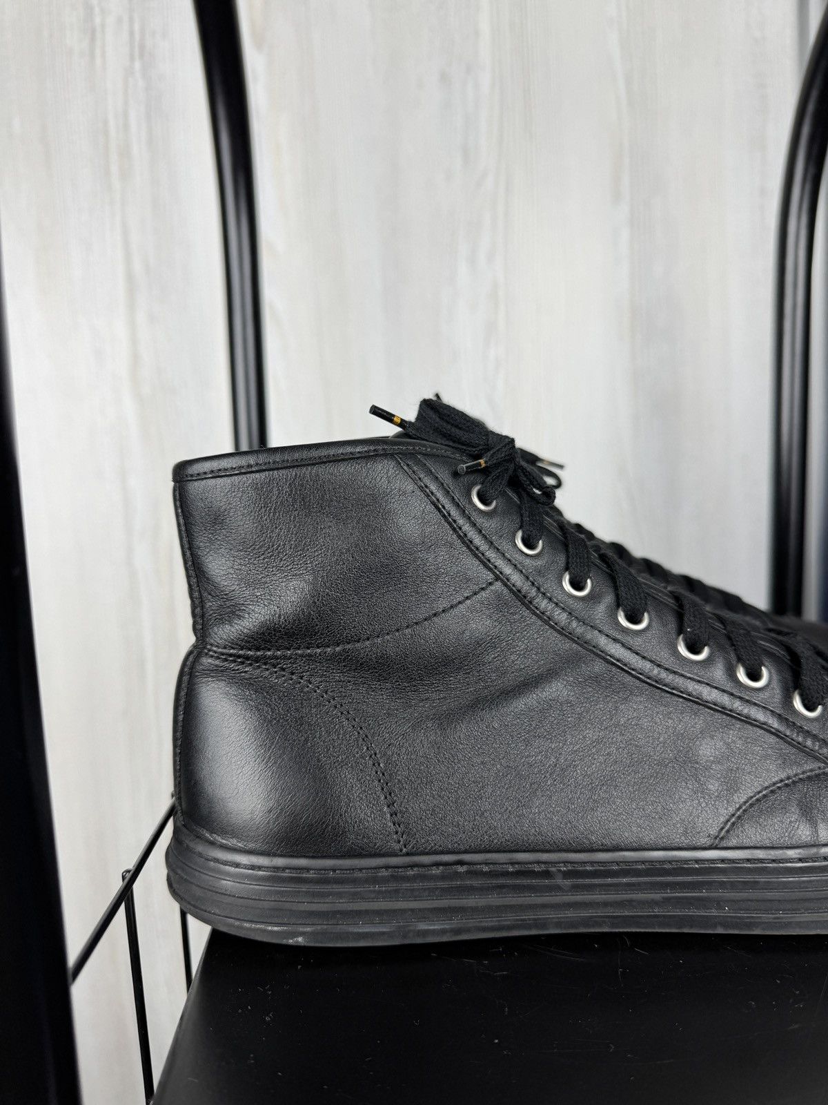 Gucci Gucci leather high black sneakers 423300 size 8 (US9) Size US 9 / EU 42 - 5 Thumbnail