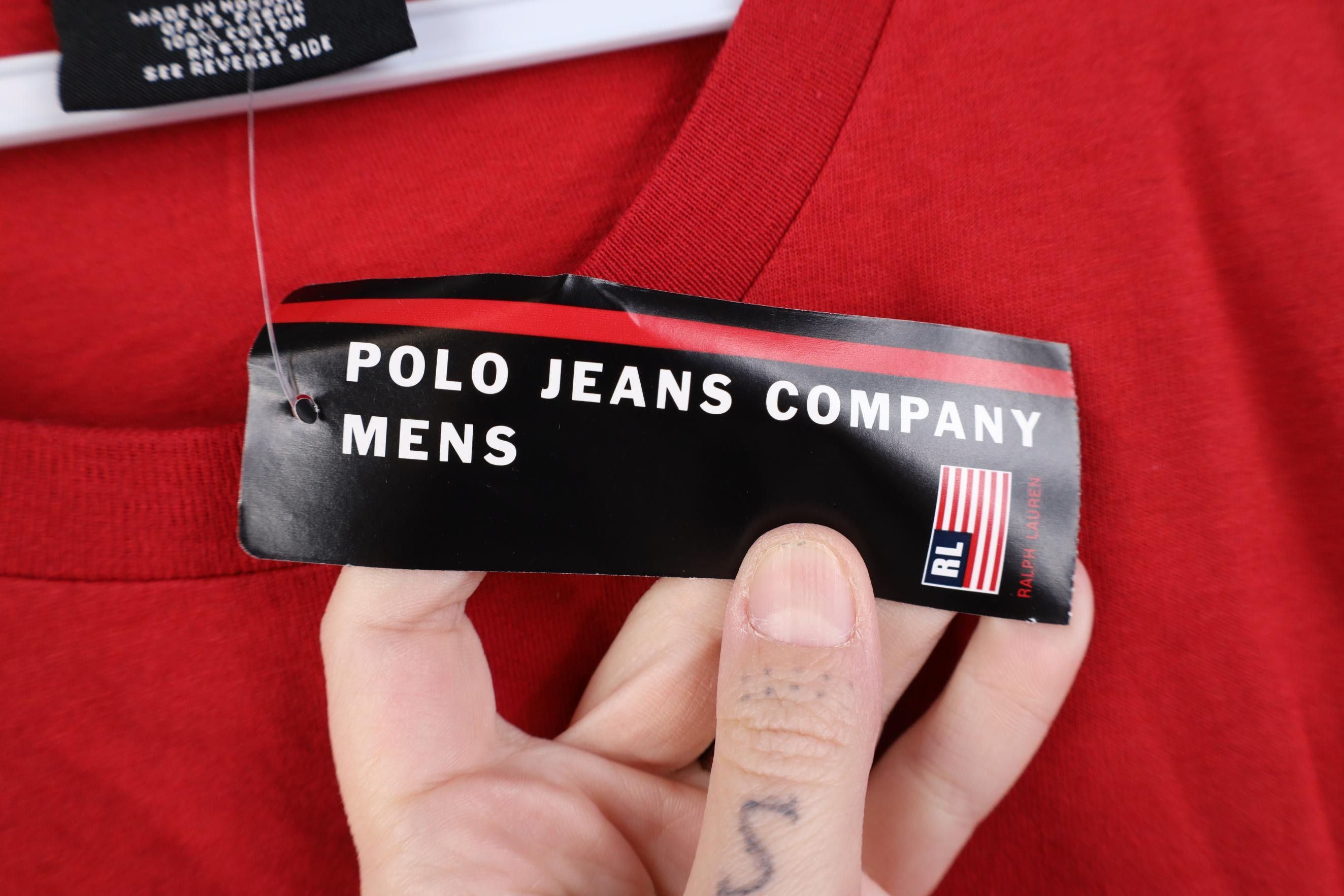 Polo Ralph Lauren Deadstock Vintage 90s Ralph Lauren Chalk Stencil T-Shirt Red Size US XXL / EU 58 / 5 - 8 Thumbnail