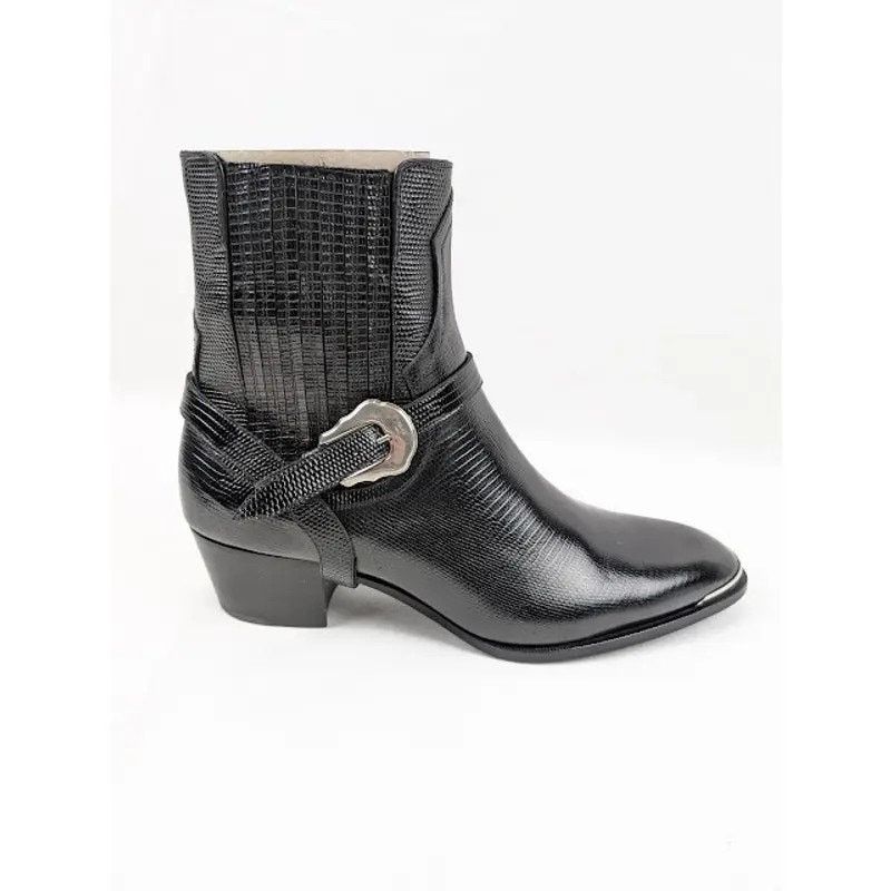 Celine o1rshd1 Chelsea Lizard Stamped Calfskin Issac Boots in Black Size US 7 / EU 40 - 21 Thumbnail