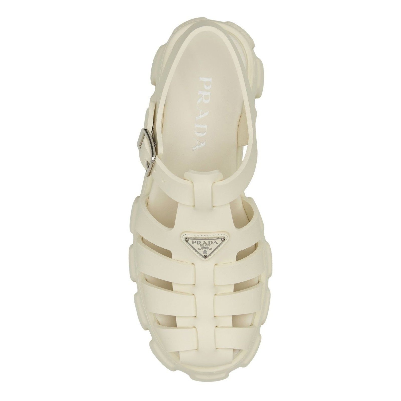 Prada PRADA Monolith $895 Ivory Rubber Sandals New & Authentic (Wo Size US 7 / IT 37 - 2 Thumbnail