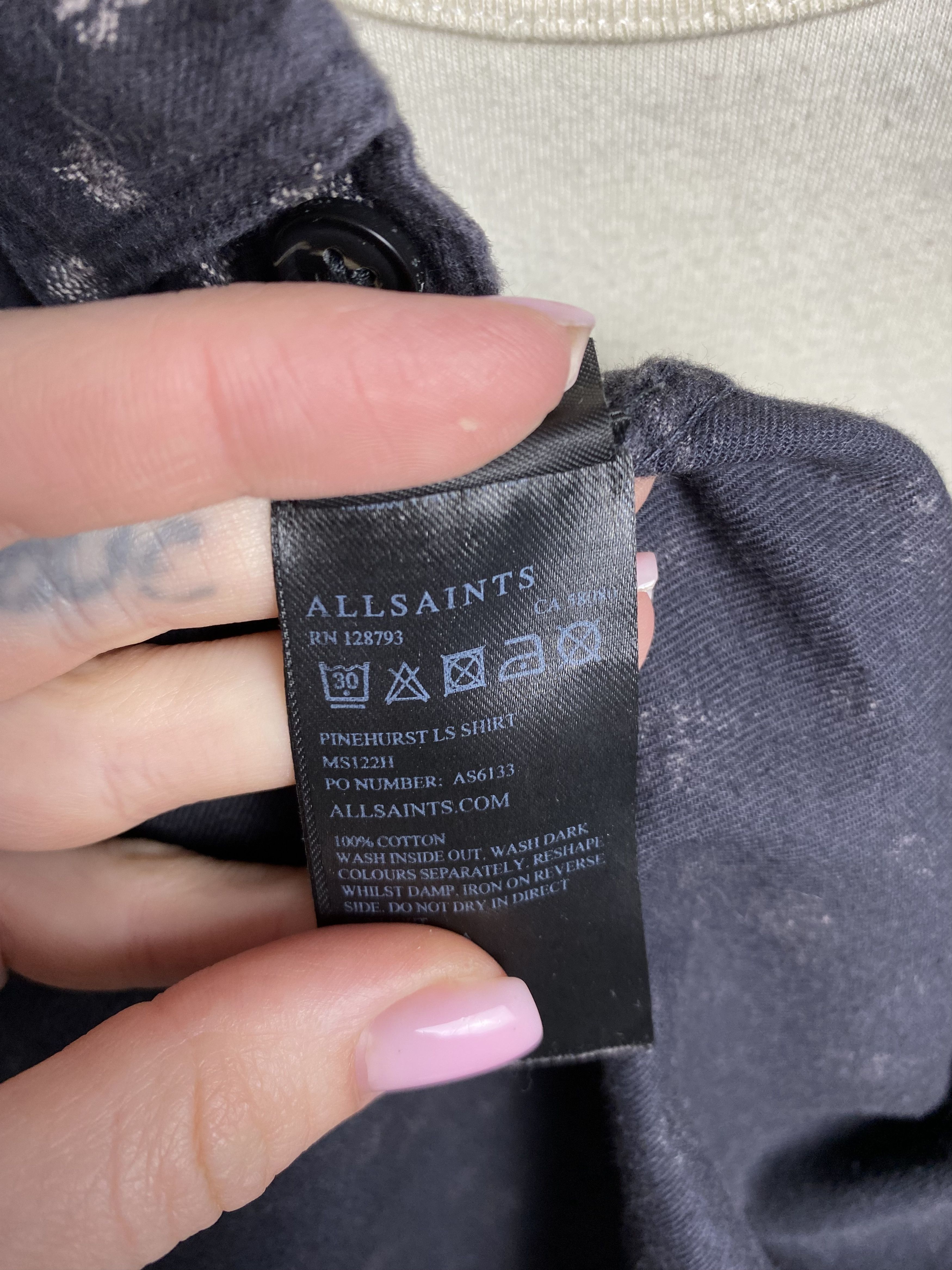Allsaints Allsaints Pinehurst Mens Flannel Printed Long Sleeve Shirt Size US XL / EU 56 / 4 - 5 Thumbnail