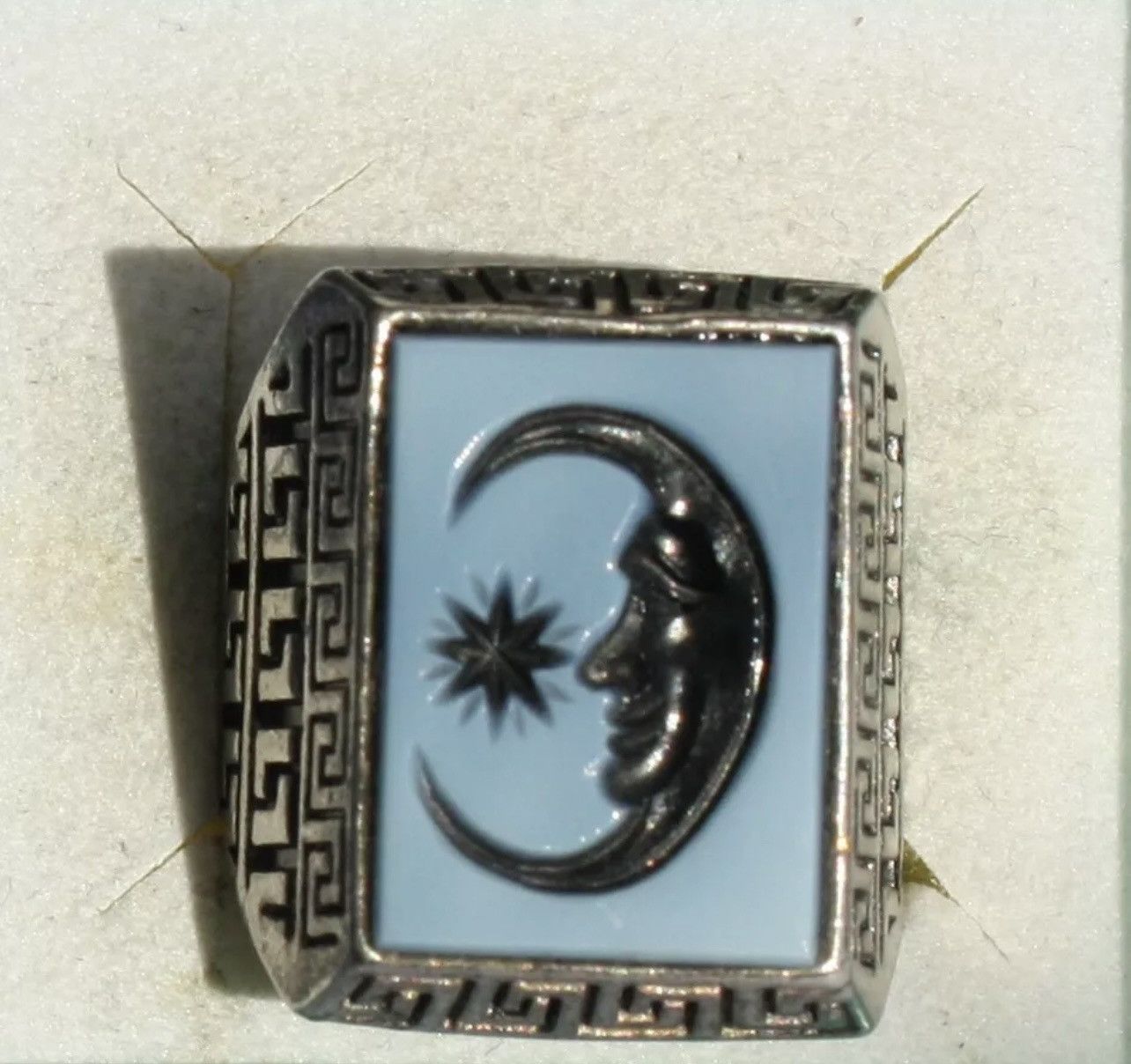 Vintage Very Rare Retro Silver Two Layer Signet Intaglio Seal Ring Size ONE SIZE - 1 Thumbnail