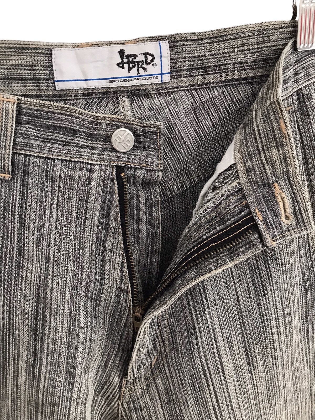 Japanese Brand LBRO Denim Products Japan Asymmetrical Striped Baggy Jeans Size US 30 / EU 46 - 16 Thumbnail