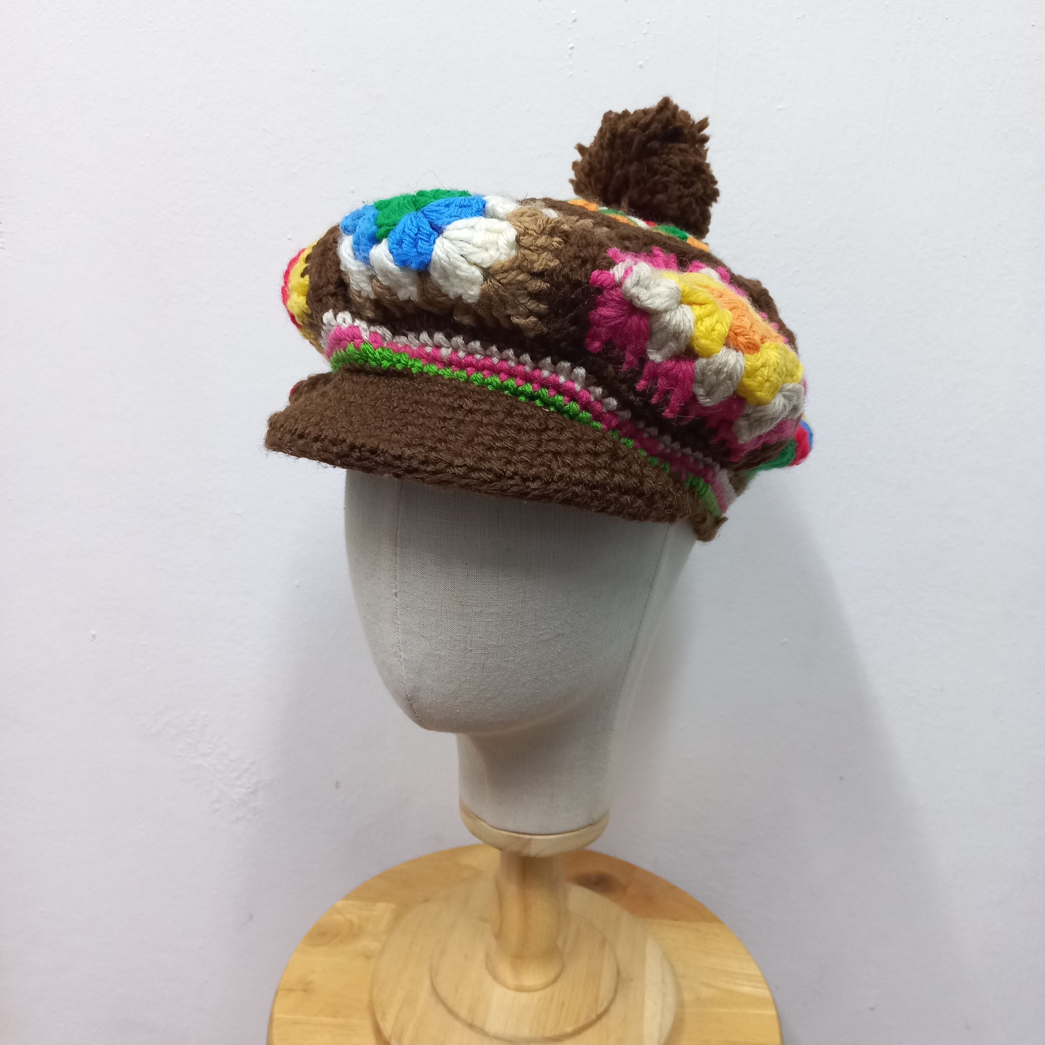 Sun Surf 🪡Japanese crochet multicolor peace fisherman cap Size ONE SIZE - 5 Thumbnail