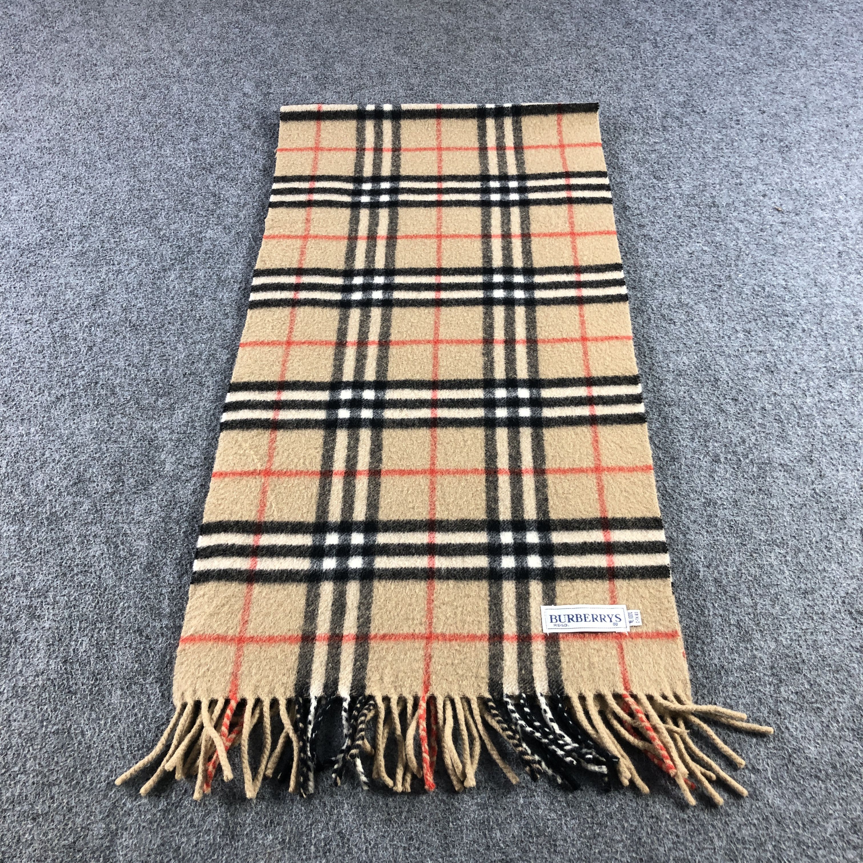 Burberry Burberry Tan Nova Check Cashmere Scarf Muffler V2873 Size ONE SIZE - 2 Thumbnail