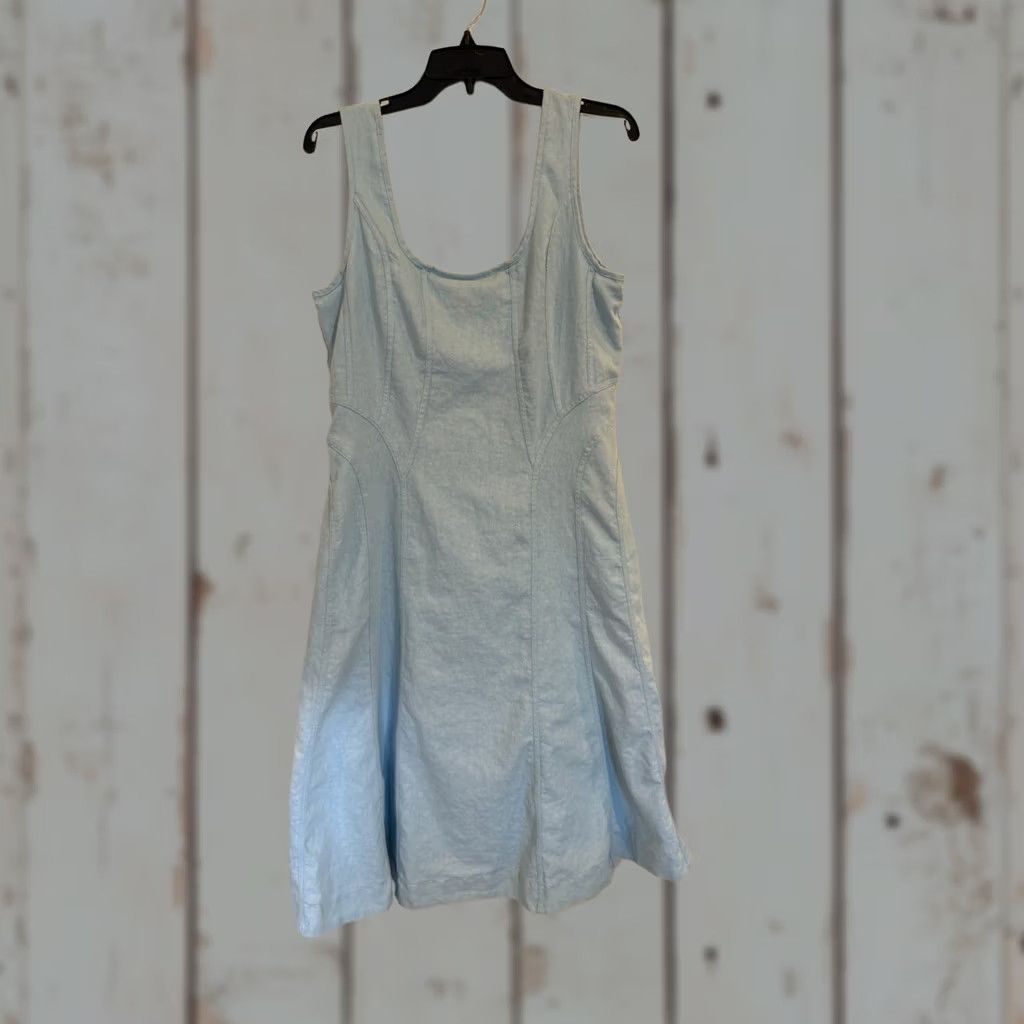 House of Harlow VINTAGE House of Harlow 1960 x Revolve blue Linen blend Square Neck Midi Dress Large Women Sleeveless Square Neck Midi Dress Womens L Blue Size L / US 10 / IT 46 - 1 Thumbnail