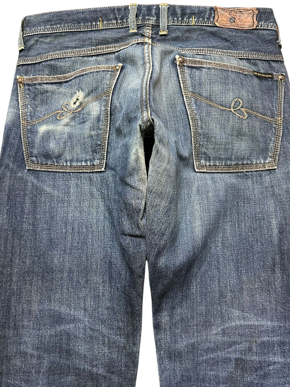 Japan Blue Vintage Blue Way Flare Mudwash Grunge Denim Size US 33 - 5 Thumbnail