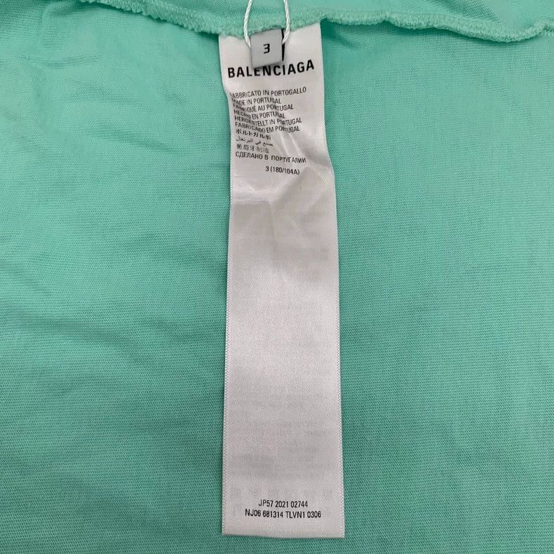 Balenciaga Balenciaga Lake green logo monogrammed cotton crew neck sh Size US L / EU 52-54 / 3 - 7 Thumbnail
