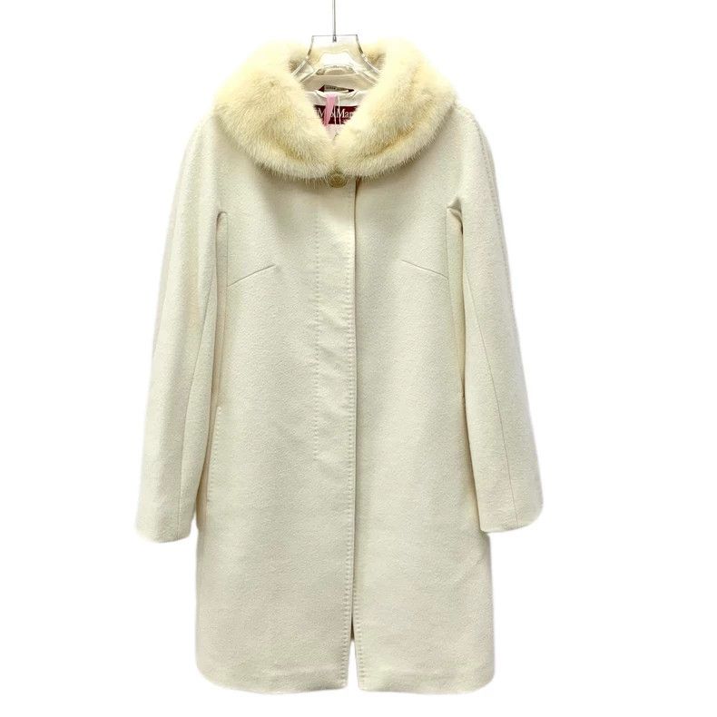 Max Mara Max Mara Beige-wool one-button long-sleeved coat with fur Size XS / US 0-2 / IT 36-38 - 1 Thumbnail