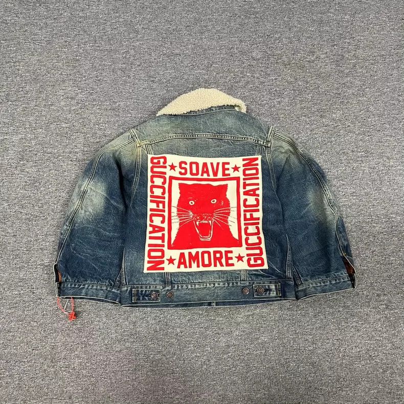 Gucci Gucci Leopard fur collar denim jacket on the back 2504-Next Size US XXS / EU 40 - 2 Thumbnail