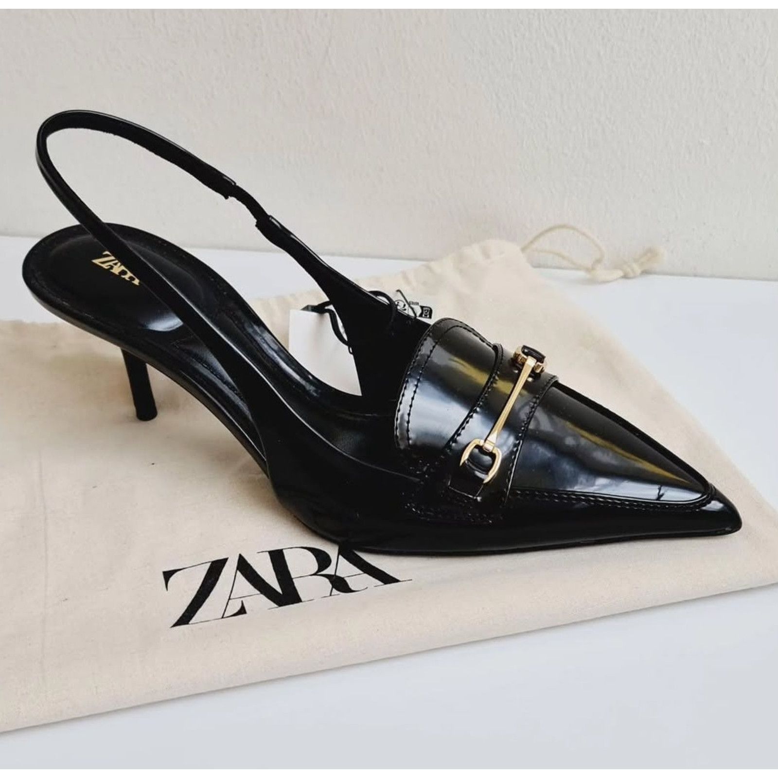Zara ZARA Black Embellished Slingbacks NWT Size US 10 / IT 40 - 16 Thumbnail