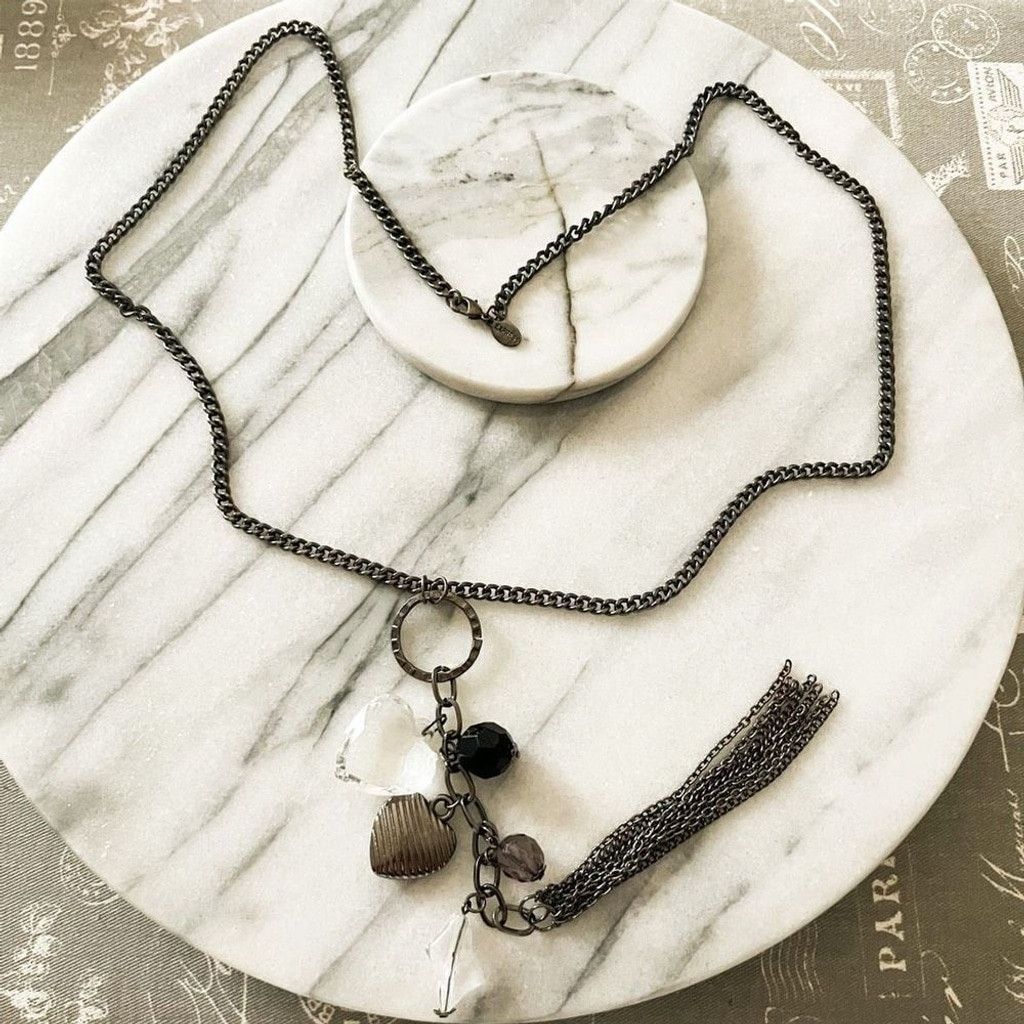Express Express Heart Charm Necklace Gunmetal Black Size ONE SIZE - 1 Thumbnail