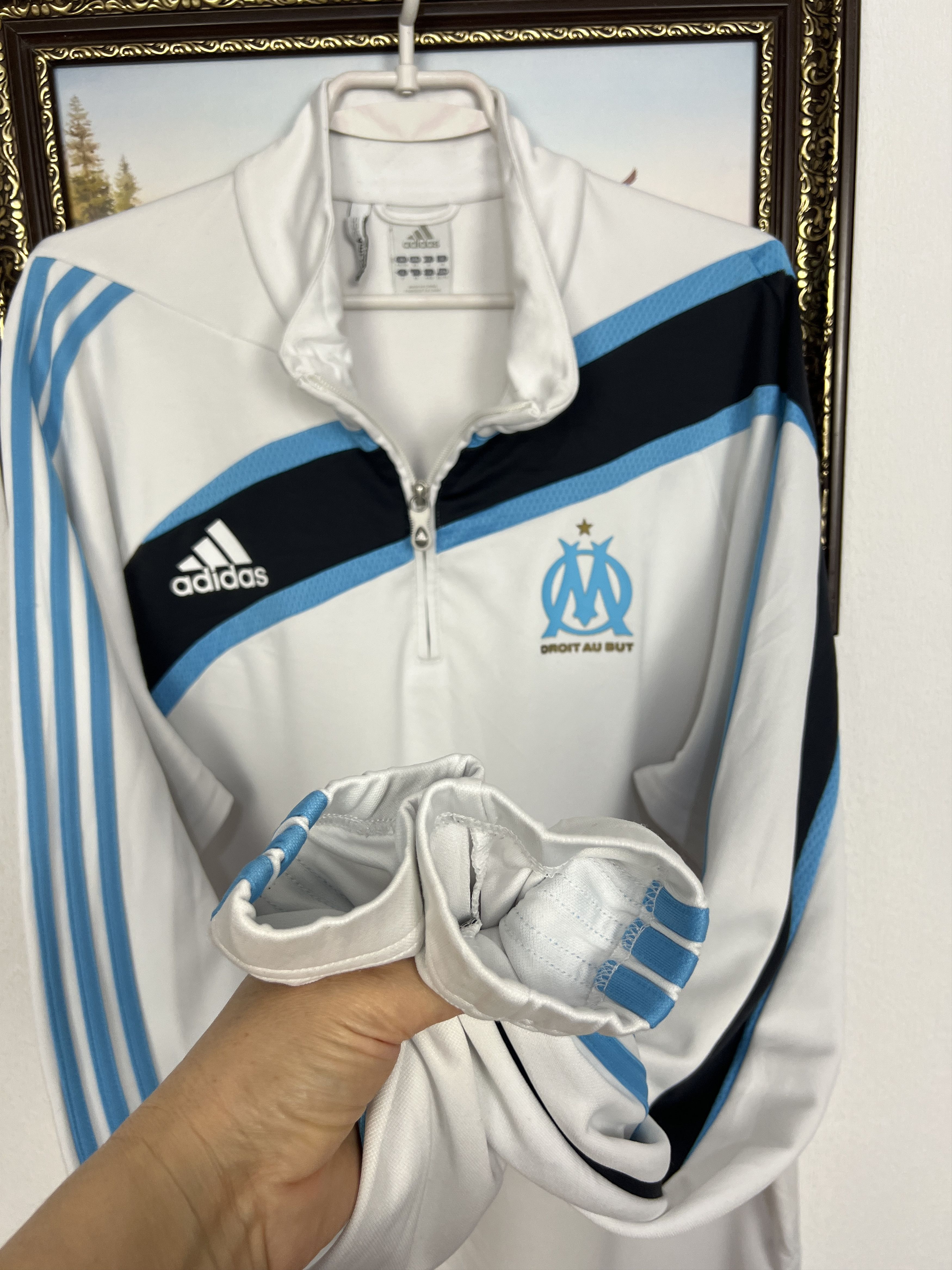 Adidas Vintage Olympique Marseille Football Jacket Soccer Track Top Size US XL / EU 56 / 4 - 6 Thumbnail