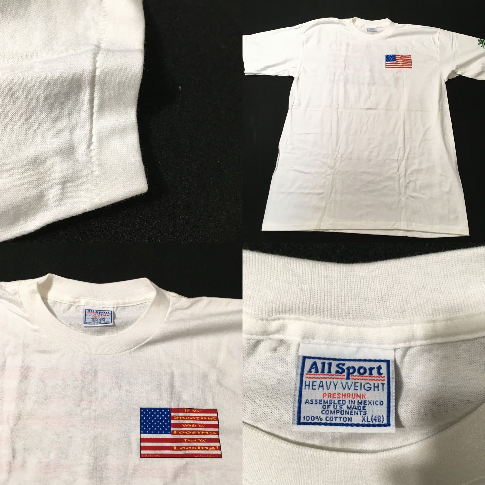 Vintage VINTAGE Allsport Shirt Men's XL White 1990s 90s USA Graphic Print Crew Neck Short Sleeve T-Shirt Size US L / EU 52-54 / 3 - 8 Thumbnail