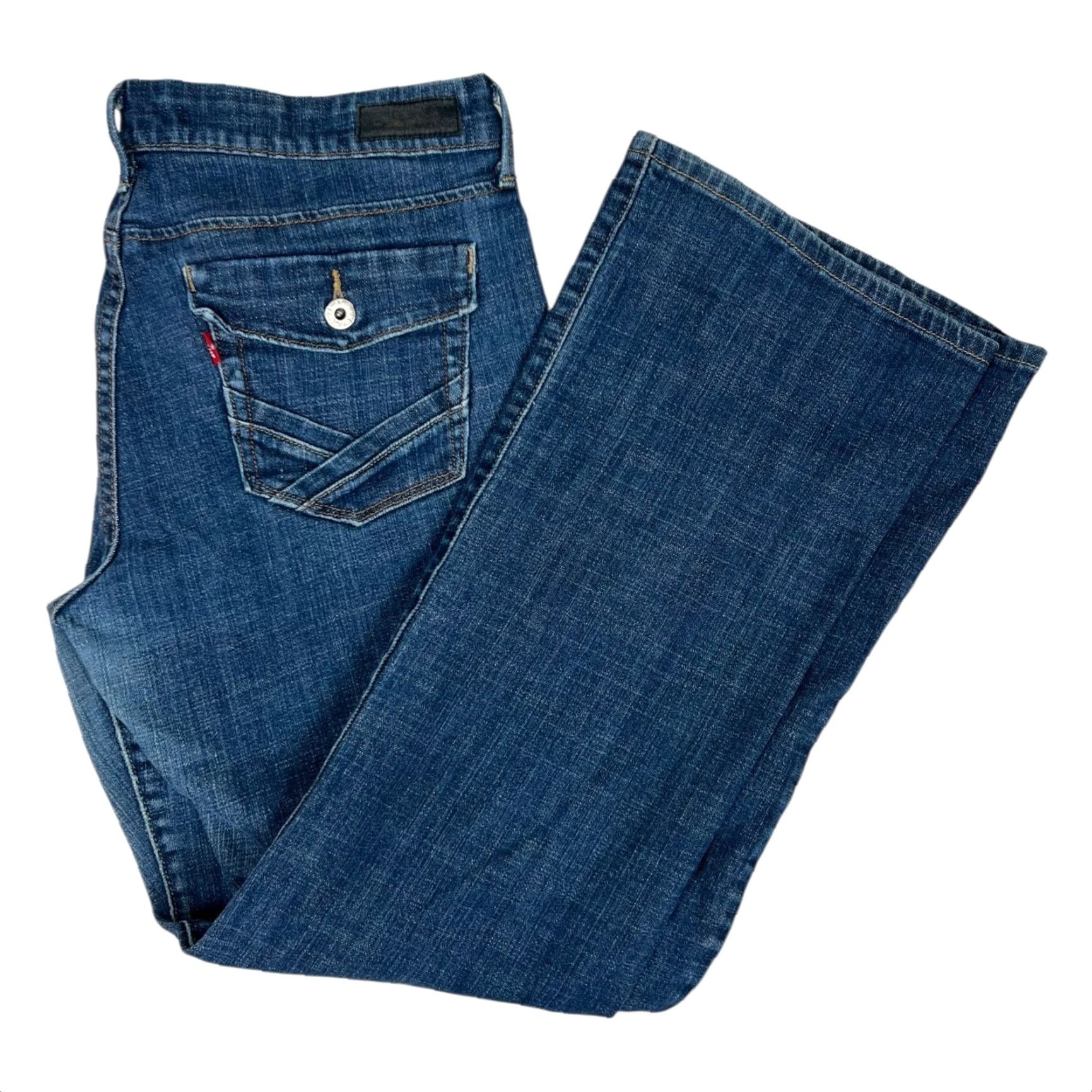 Levi's VINTAGE Levi's 547 Platinum Flare Blue Denim Jeans 14 Regular Women 34in 30in Medium Blue Denim Flared 5-Pocket Size 36" / US 14 / IT 50 - 2 Thumbnail