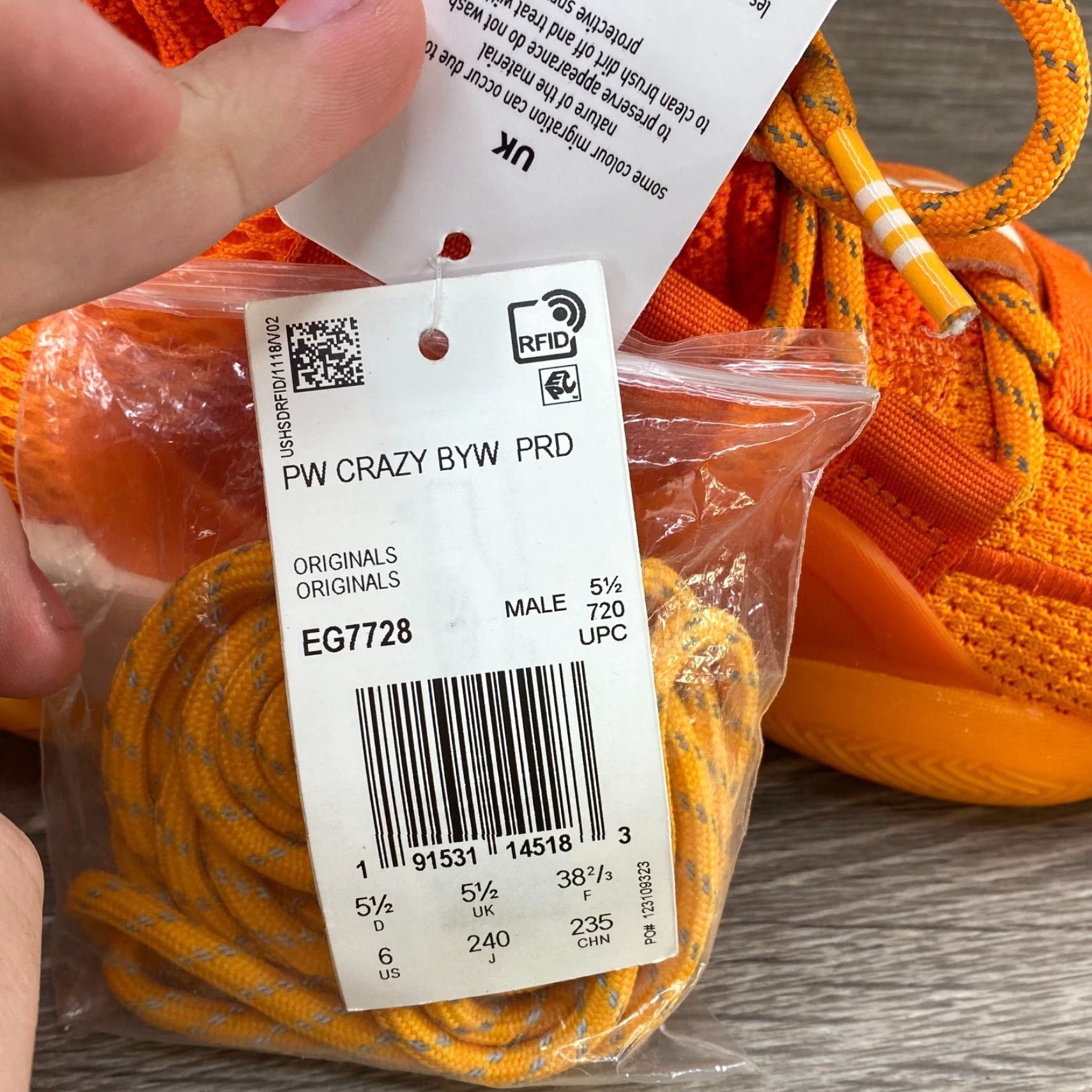 Adidas Adidas Crazy BYW X EG7728 Orange Basketball Men’s Size 6 - Pharrell Williams x Adidas EG7728 Sneakers Mid Top Suede Rubber Size US 6 / EU 39 - 5 Thumbnail