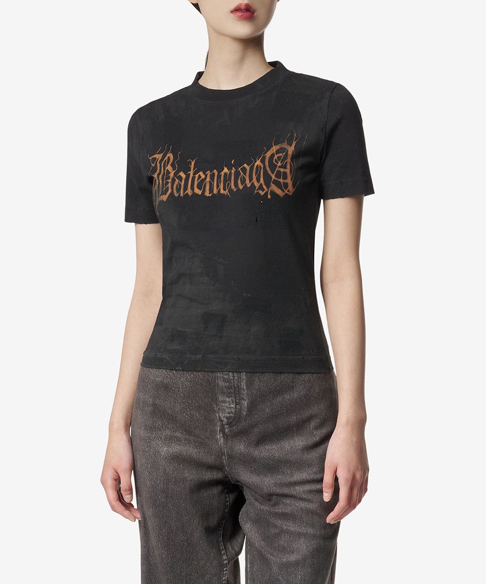 Balenciaga o1srvl11e1124 Heavy Metal Tight T-Shirt Small Fit in Black Size XL / US 12-14 / IT 48-50 - 1 Thumbnail
