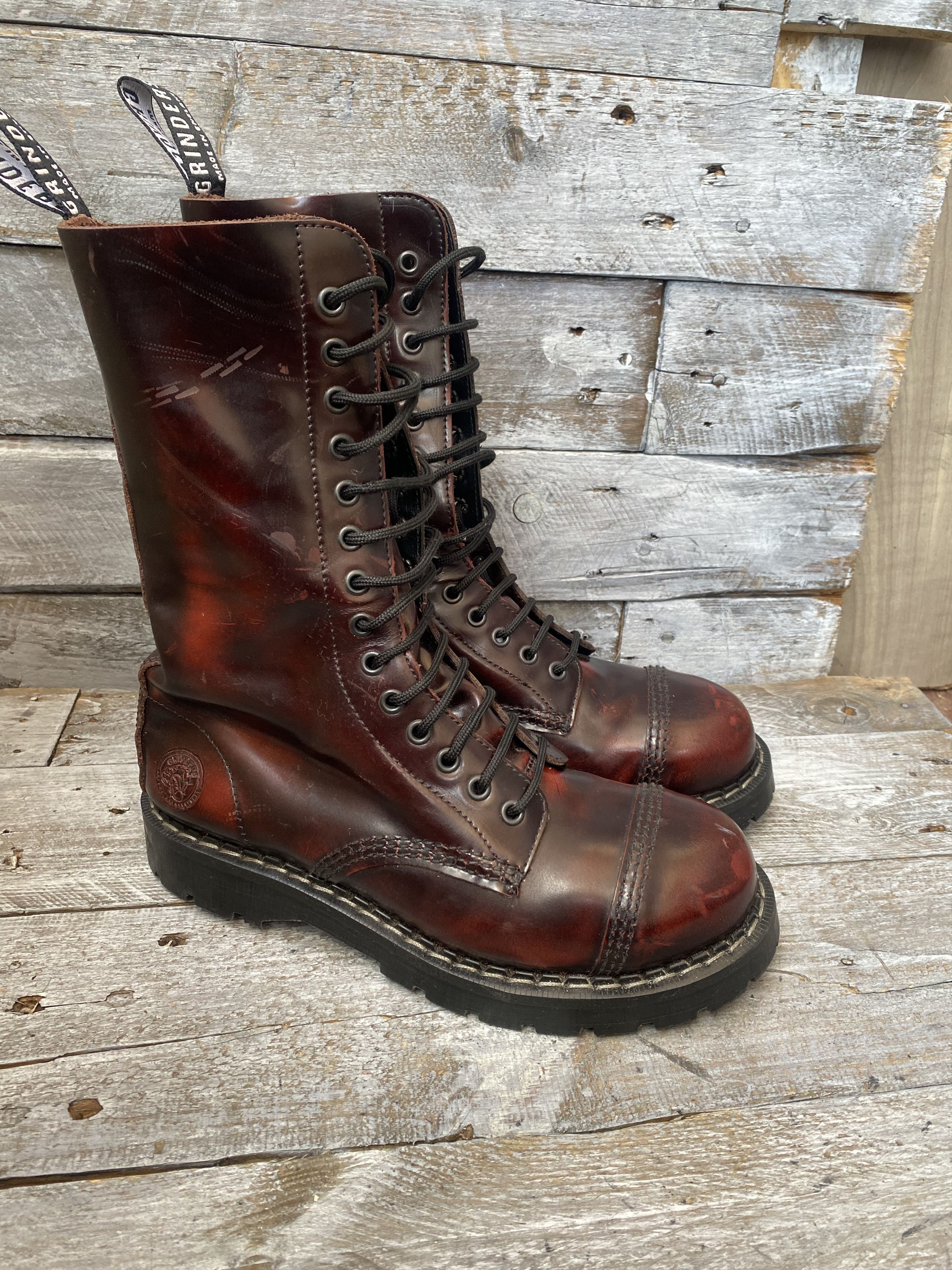 Vintage Grinder x Dr martens burgundy combat boots steel toe uk7 Size US 8 / EU 41 - 9 Thumbnail