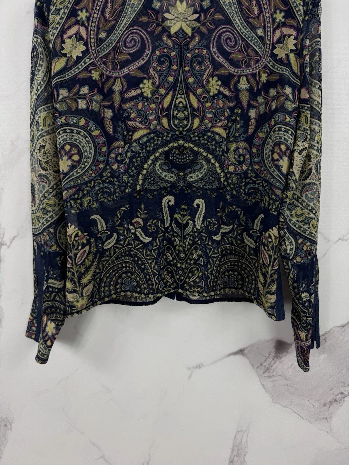 Etro Paisley Pattern Silk Blouse Double Pocket Size 44
