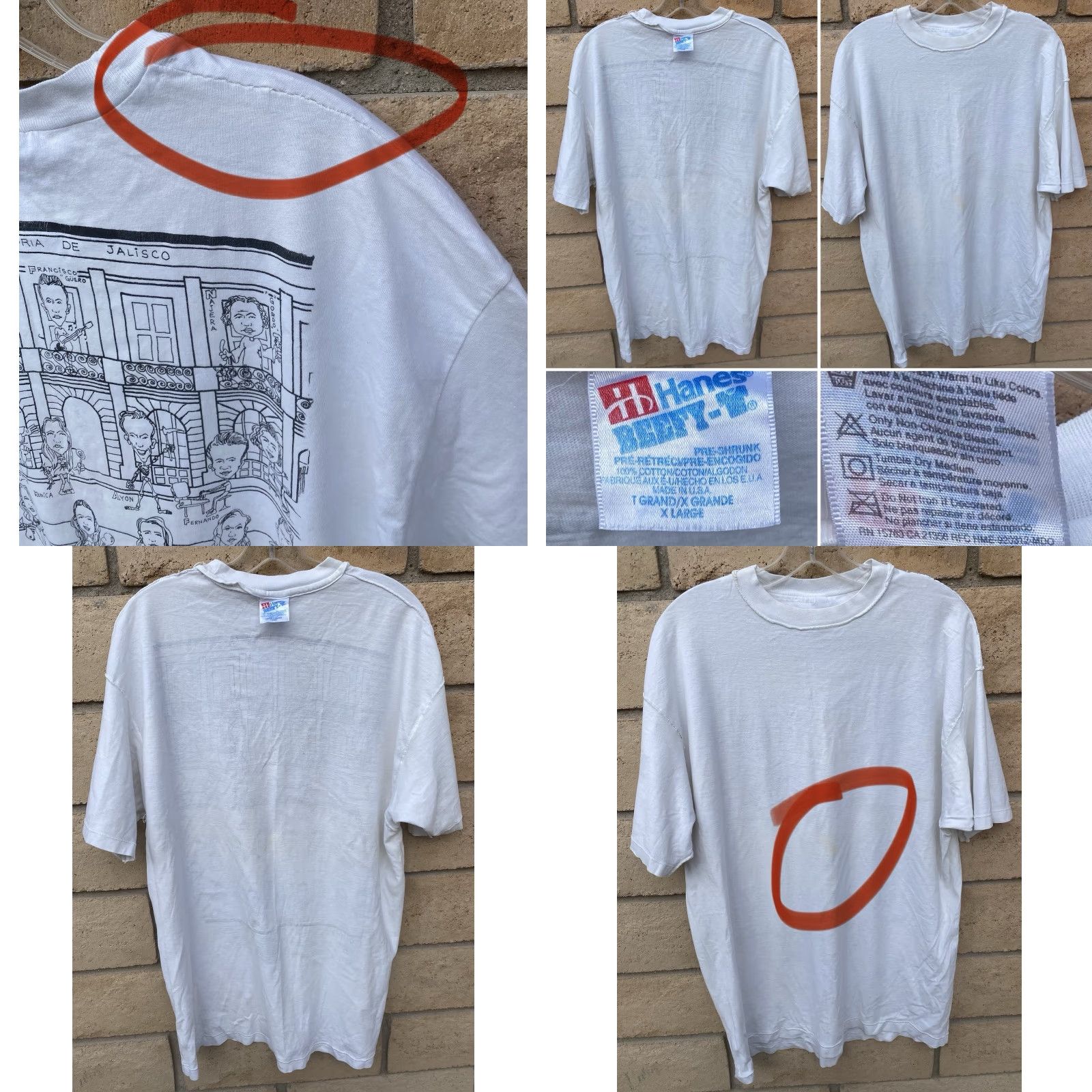 Hanes Vintage Hanes Beefy-T T-Shirt Escuela Preparatoria de Jalisco Grupo B 91-94 XL White 90s School Mens Size US XL / EU 56 / 4 - 9 Thumbnail