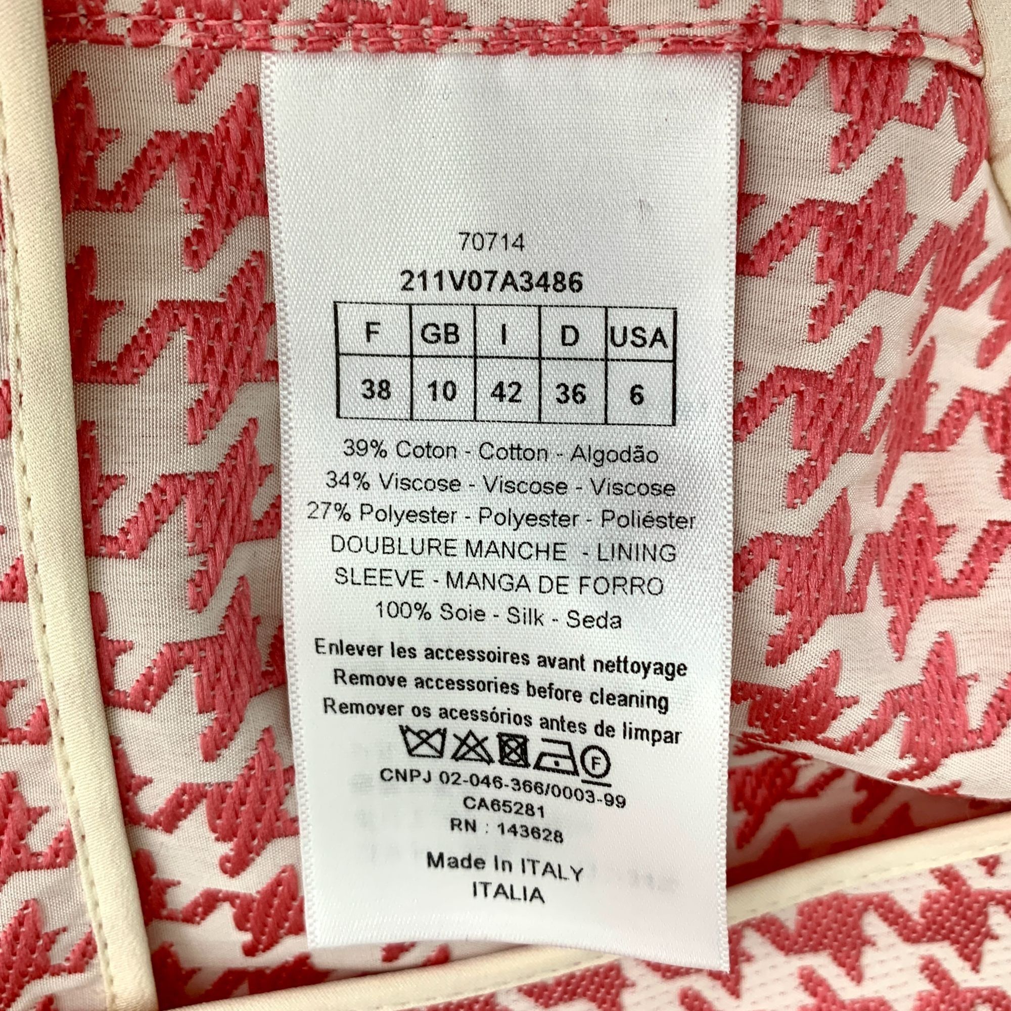 Dior Christian Dior Womens Pink & White Houndstooth Double-Breast Size XS / US 0-2 / IT 36-38 - 5 Thumbnail