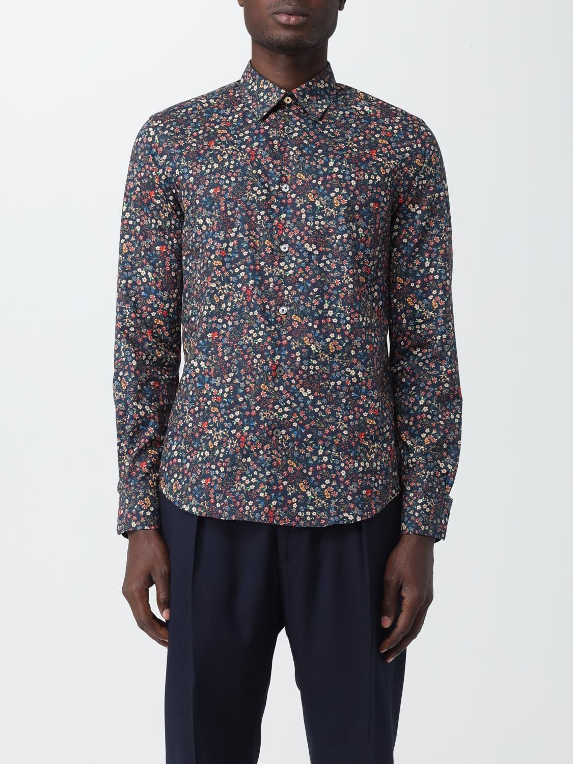 Paul Smith PAUL SMITH mainline navy blue tailored fit floral shirt Size US M / EU 48-50 / 2 - 1 Thumbnail