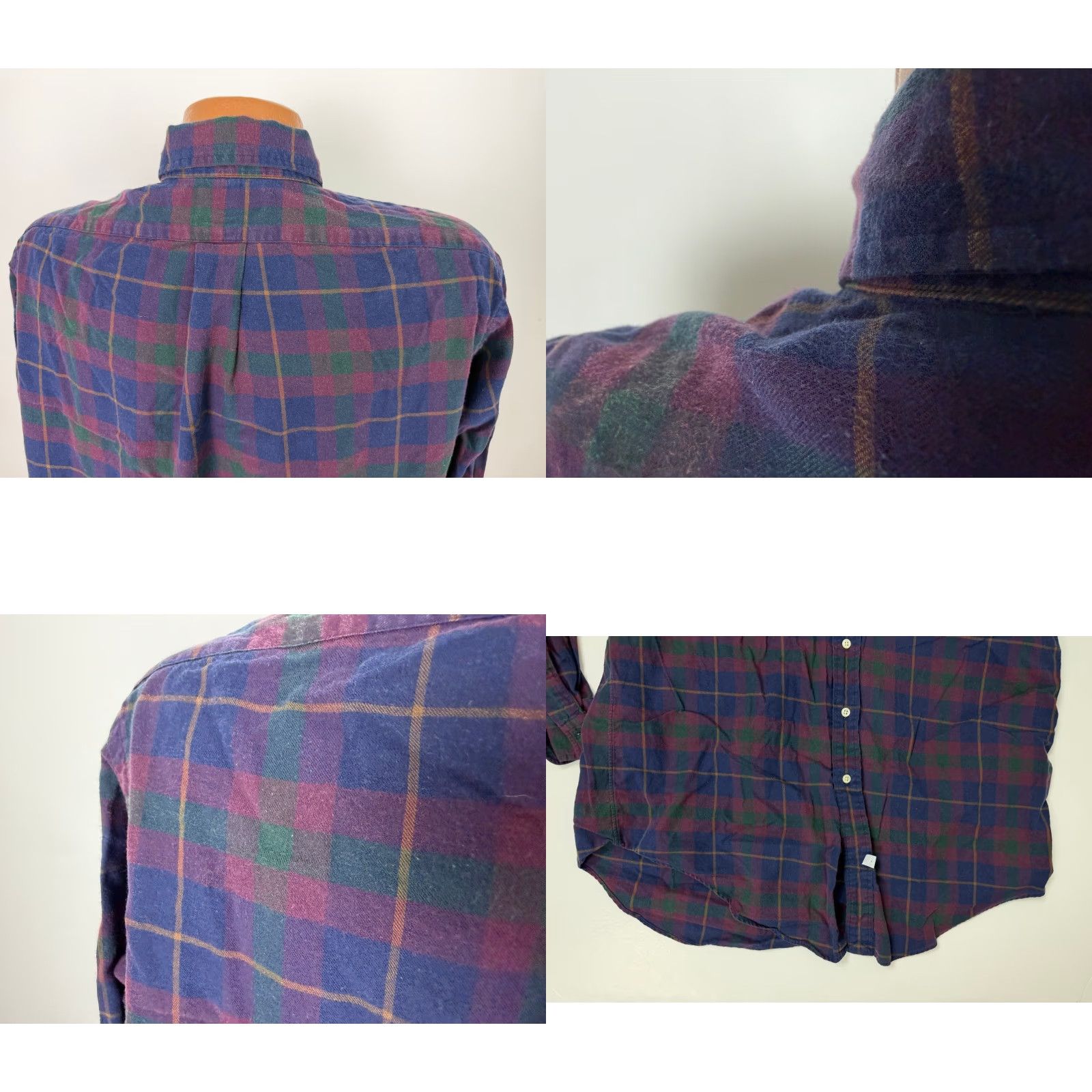 Ralph Lauren VINTAGE Ralph Lauren Shirt Men Large Navy Burgundy Plaid Brushed Twill Button Up Size US L / EU 52-54 / 3 - 8 Thumbnail