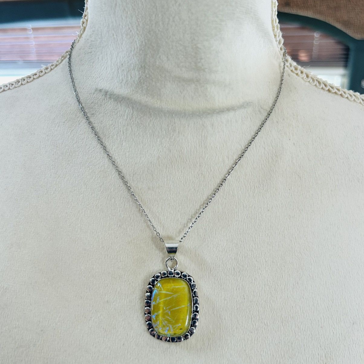 Handmade Handcrafted simulated opal framed 925 sterling necklace Size ONE SIZE - 2 Thumbnail