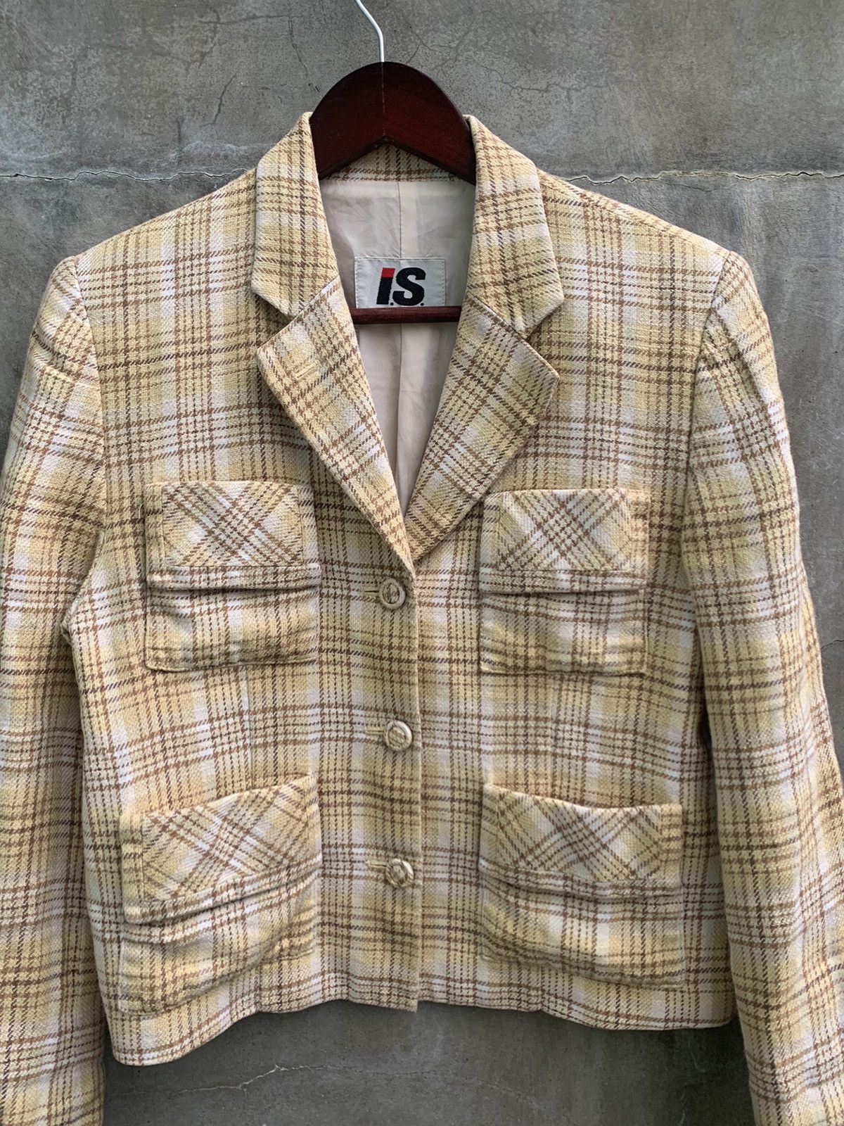 Issey Miyake Hemp Checkered Four Pocket Blazer Size M / US 6-8 / IT 42-44 - 4 Thumbnail