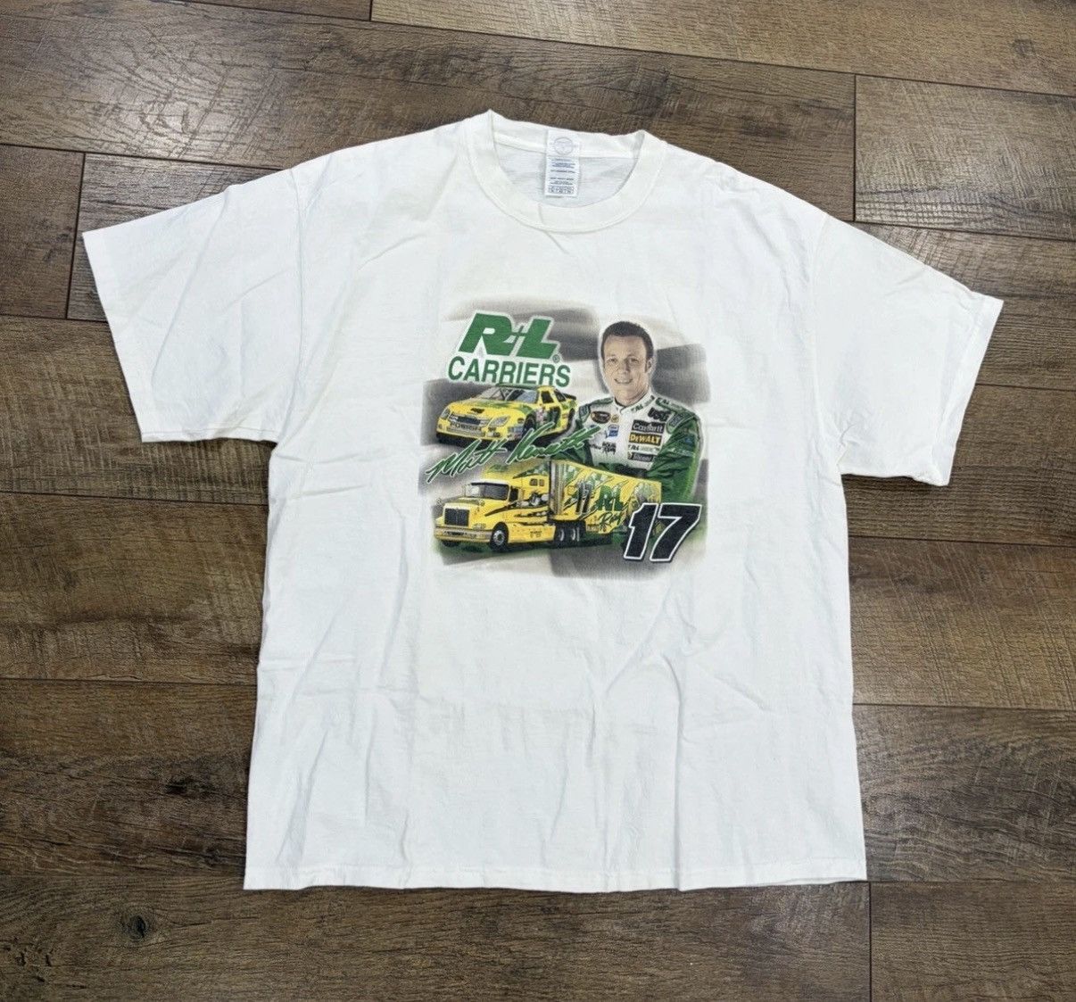 NASCAR Vintage 90s Y2k Nascar Matt Kenseth Racing Tee XL White Size US XL / EU 56 / 4 - 2 Thumbnail