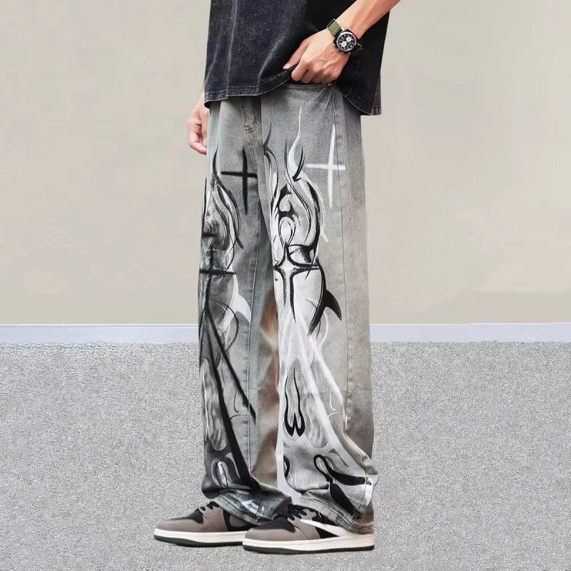 Japanese Brand Flame Art Graphic Denim Pant Size US 29 - 9 Thumbnail