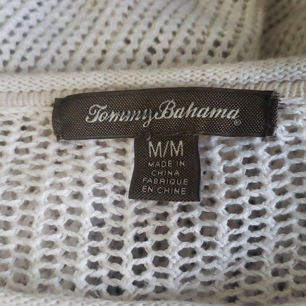 Tommy Bahama CT1929 Tommy Bahama Cream, Teal Long Sleeve Sweater M Size M / US 6-8 / IT 42-44 - 4 Thumbnail