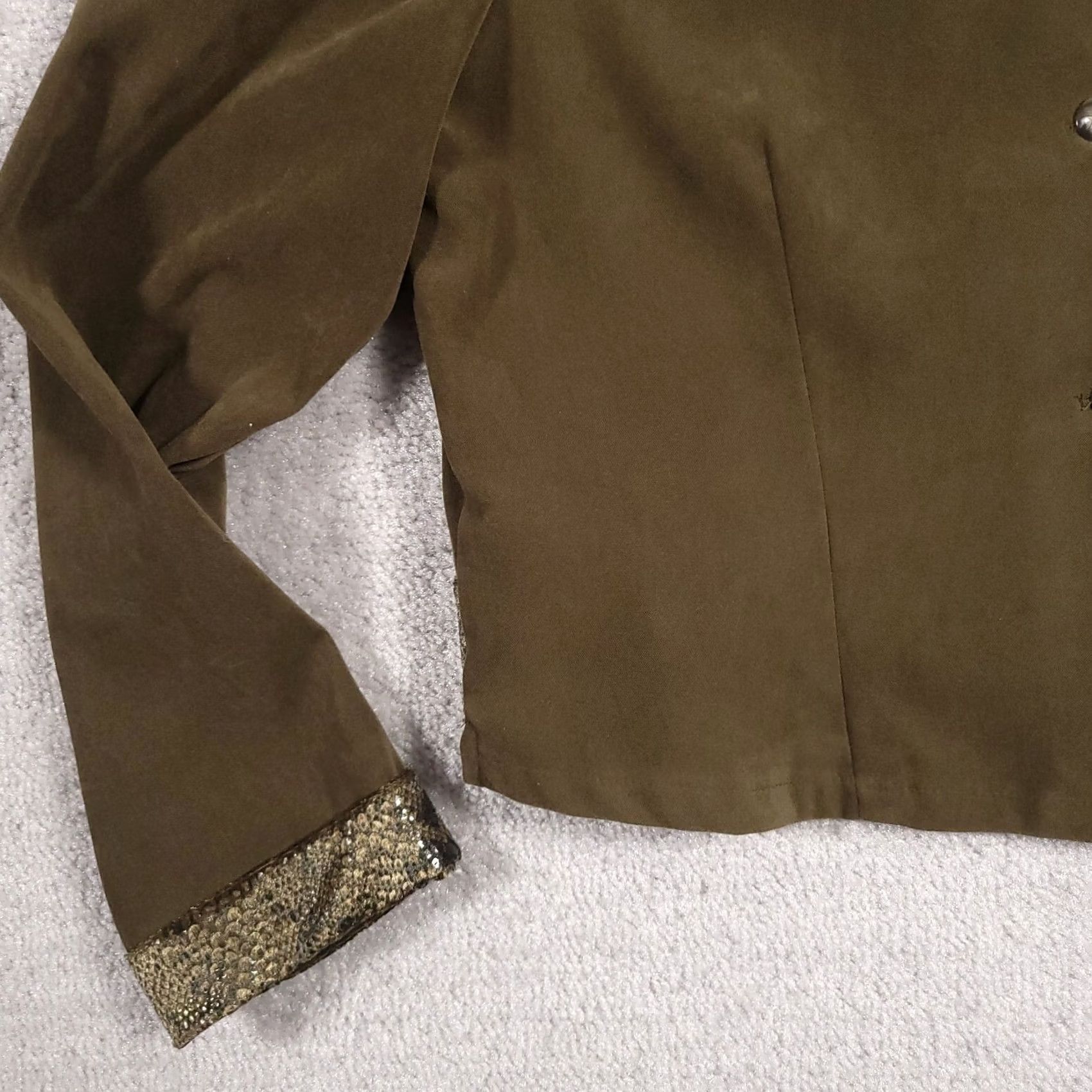 Vintage VINTAGE Jessica Howard Jacket Womens 10P Green Blazer Women Snake Skin Long Sleeve Open Back Size L / US 10 / IT 46 - 4 Thumbnail