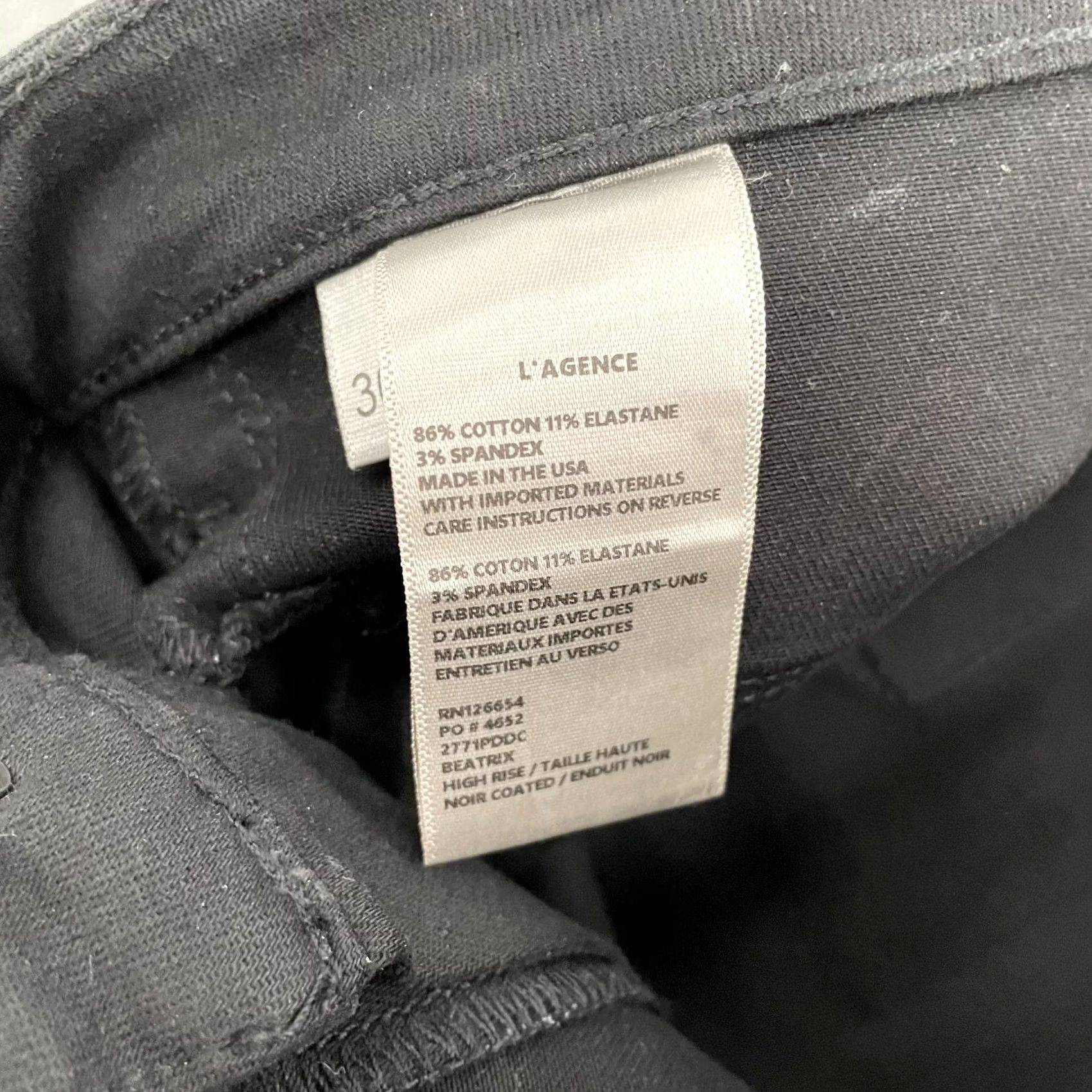 L'AGENCE L’AGENCE Pants Black Coated High Rise Bootcut Flare Split Womens 30 Ladies Size 30" / US 8 / IT 44 - 6 Thumbnail