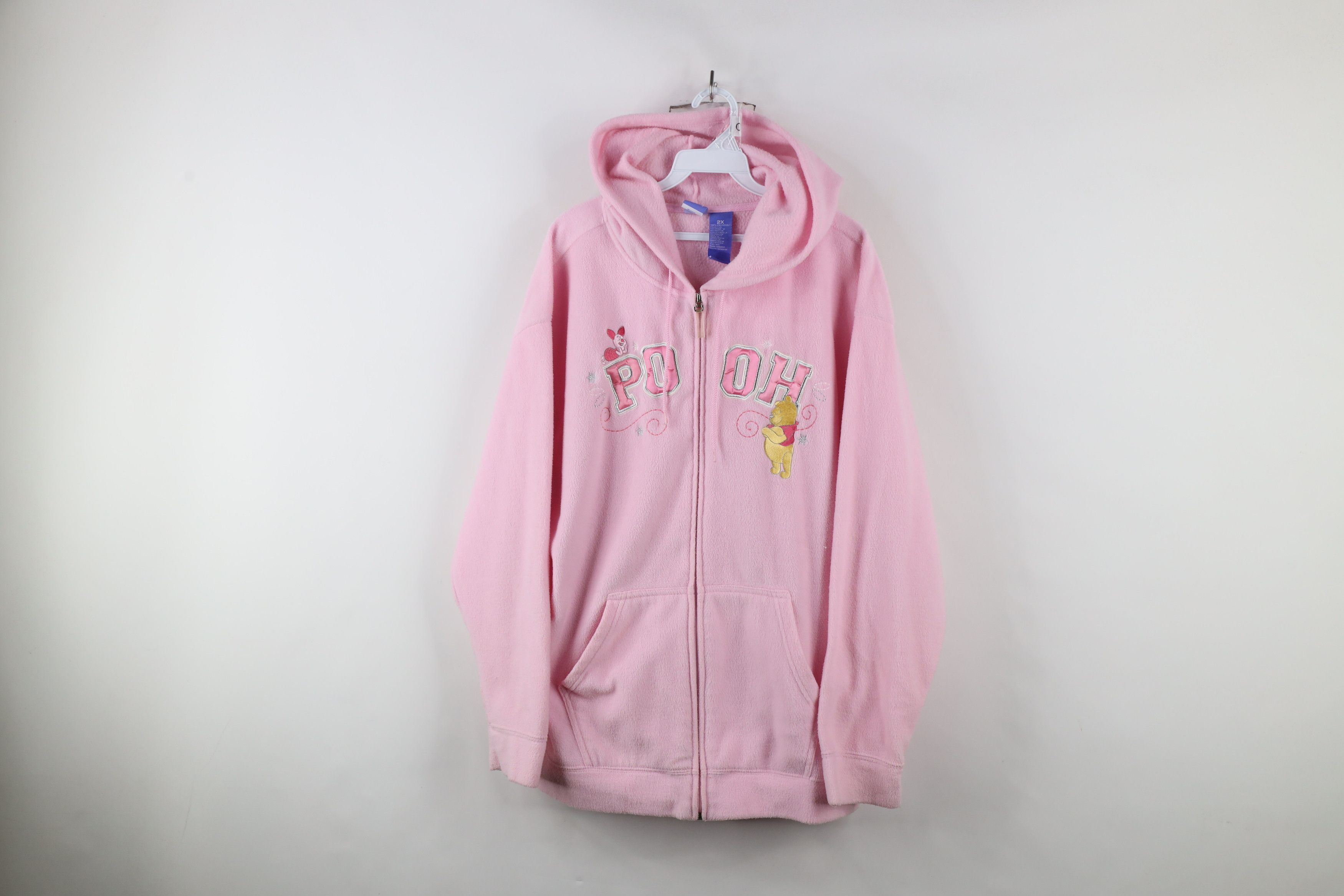 Vintage Disney Winnie the Pooh Full Zip Fleece Hoodie Pink