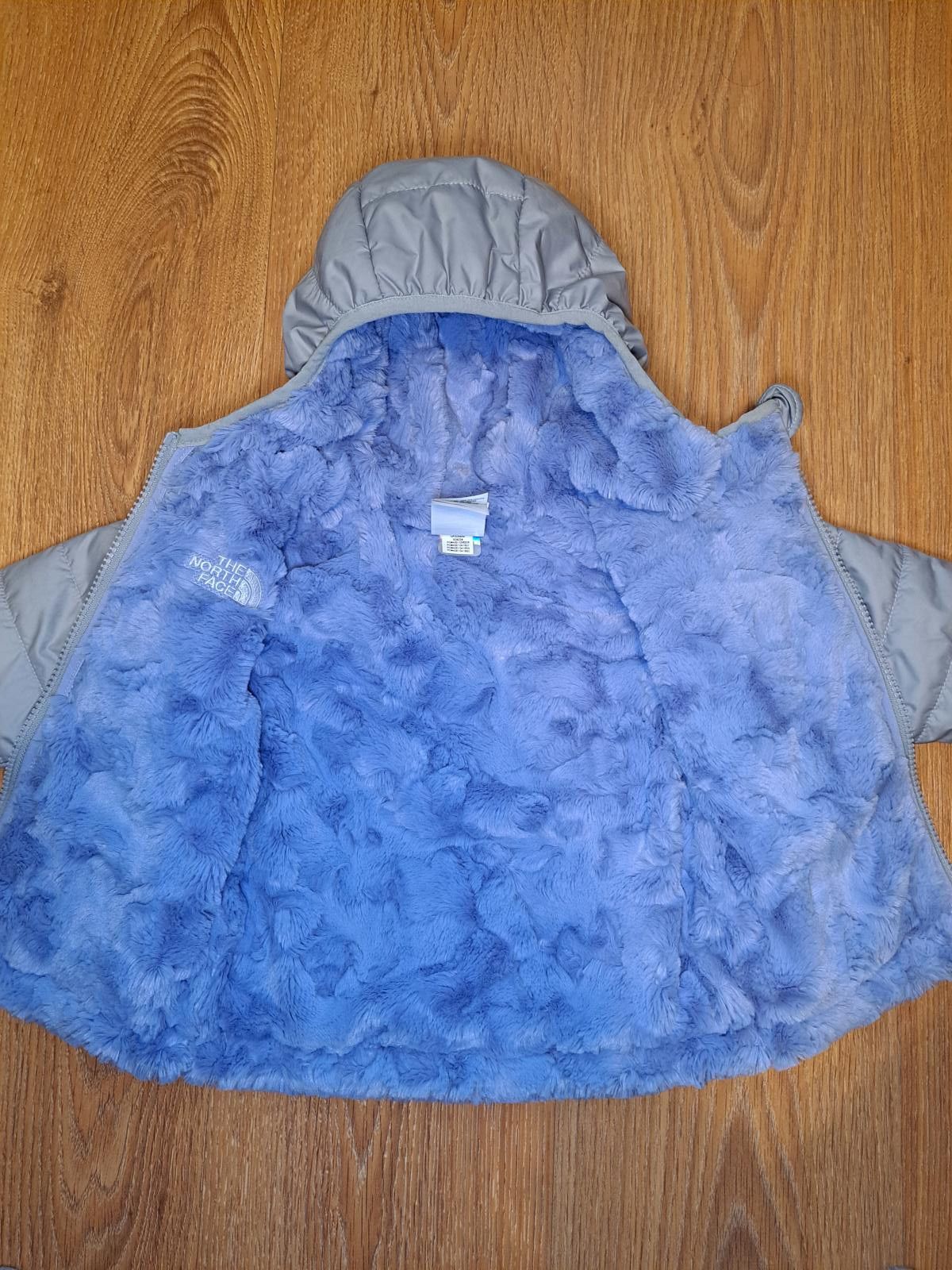 The North Face North Face Puffer Fleece Jacket Baby 6-12M Gray Reversible Size ONE SIZE - 6 Thumbnail