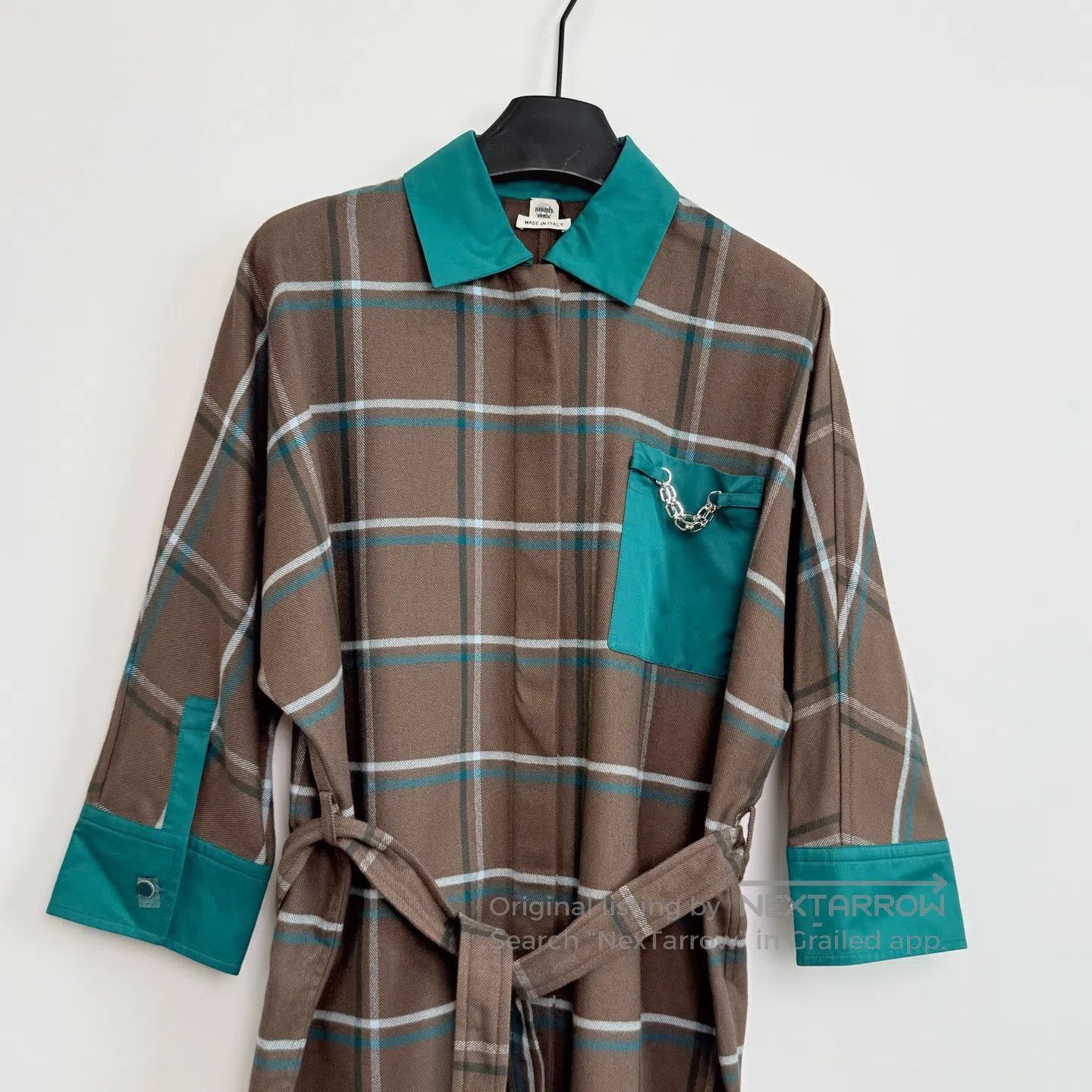 Hermes Hermes Brown and Green Plaid Shirt Dress| Size XXS / US 00 / IT 34 - 2 Thumbnail