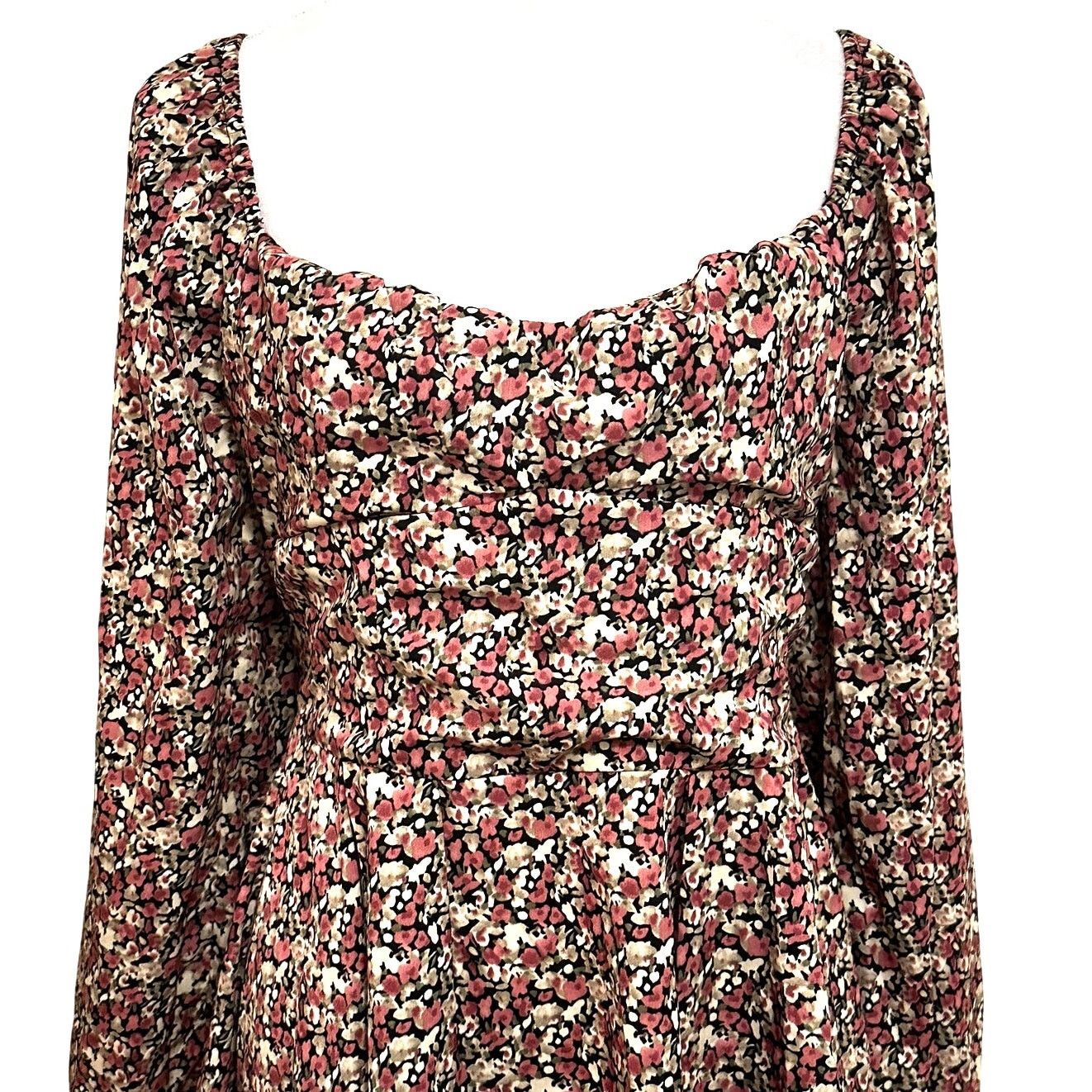 Other Lush Mini Dress Floral Pattern Long Puff Sleeve Multi M NWOT Size M / US 6-8 / IT 42-44 - 3 Thumbnail