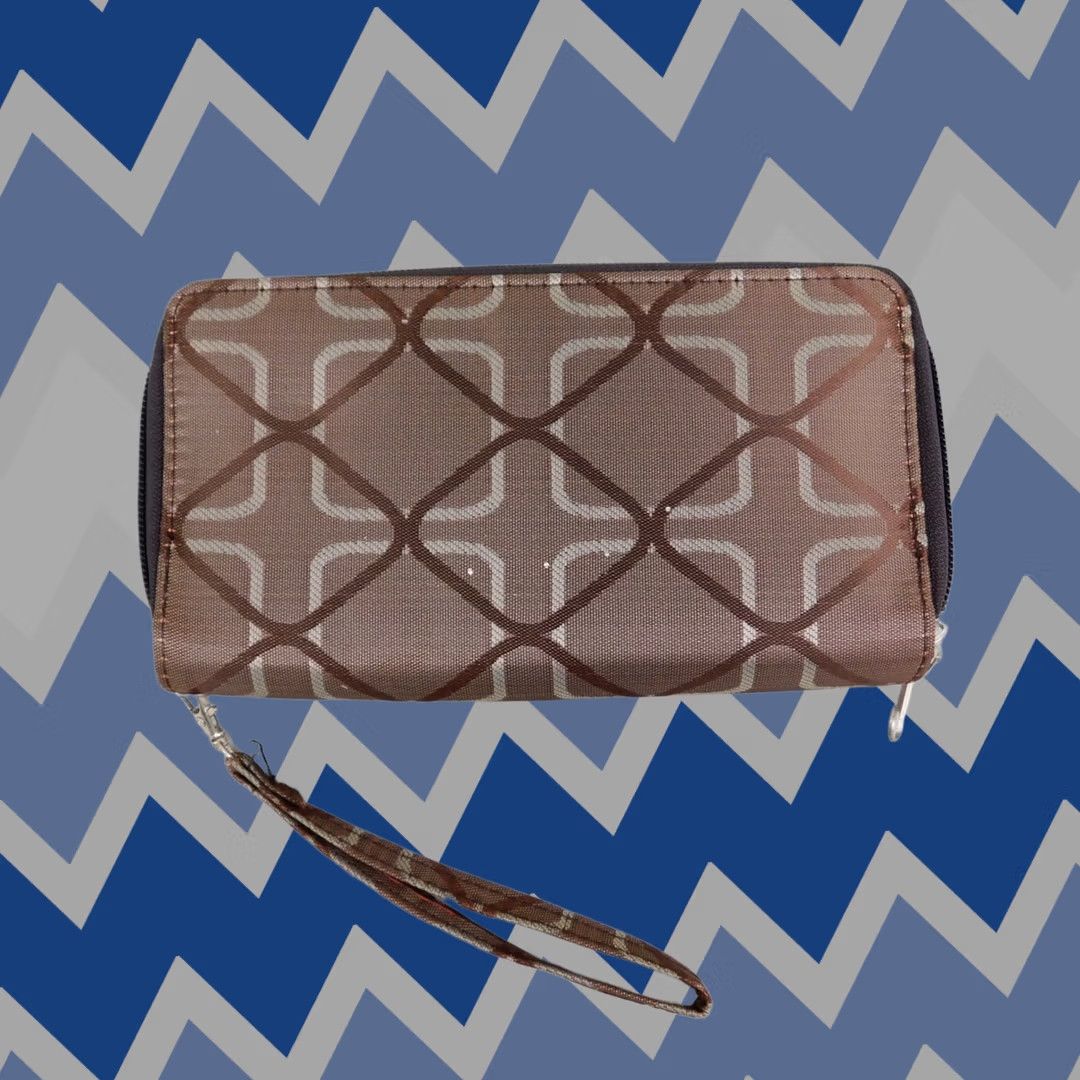 Doublet VINTAGE Nylon Patterned Double Zip-Around Wristlet Clutch Wallet Brown 7.5" x 4" Womens Wallet Zip-Around Patterned Geometric Strap Zipper Card Slots Size ONE SIZE - 1 Thumbnail