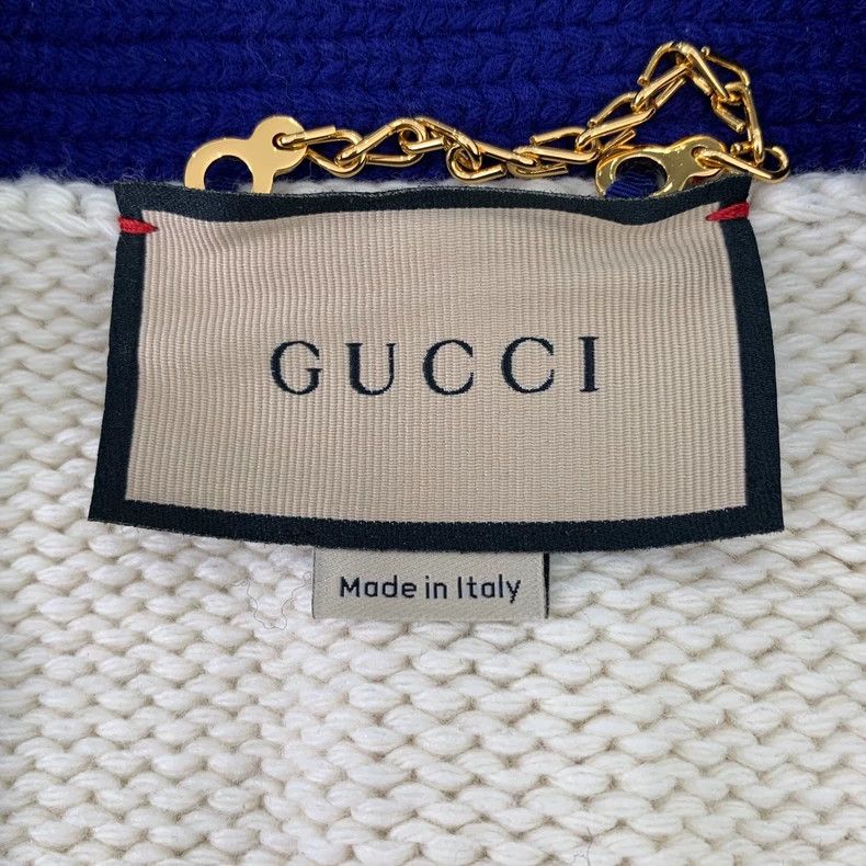 Gucci Gucci Beige rabbit embroidered wool V-neck long-sleeved kni Size US XS / EU 42 / 0 - 5 Thumbnail