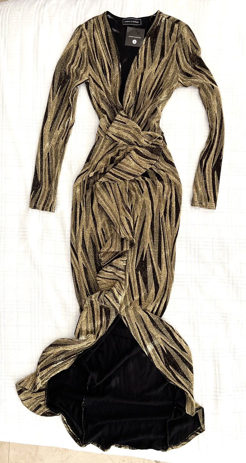 Other Gold & Black V- Neck Bodycon Dress For Night Out Size S / US 4 / IT 40 - 1 Thumbnail