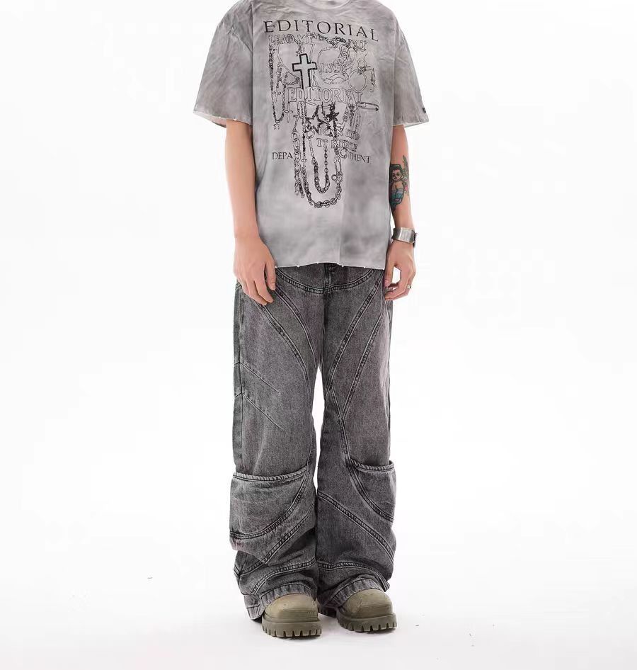 Japanese Brand × Jean Deconstructed vintage washed distressed baggy casual jeans Size US 30 / EU 46 - 4 Thumbnail