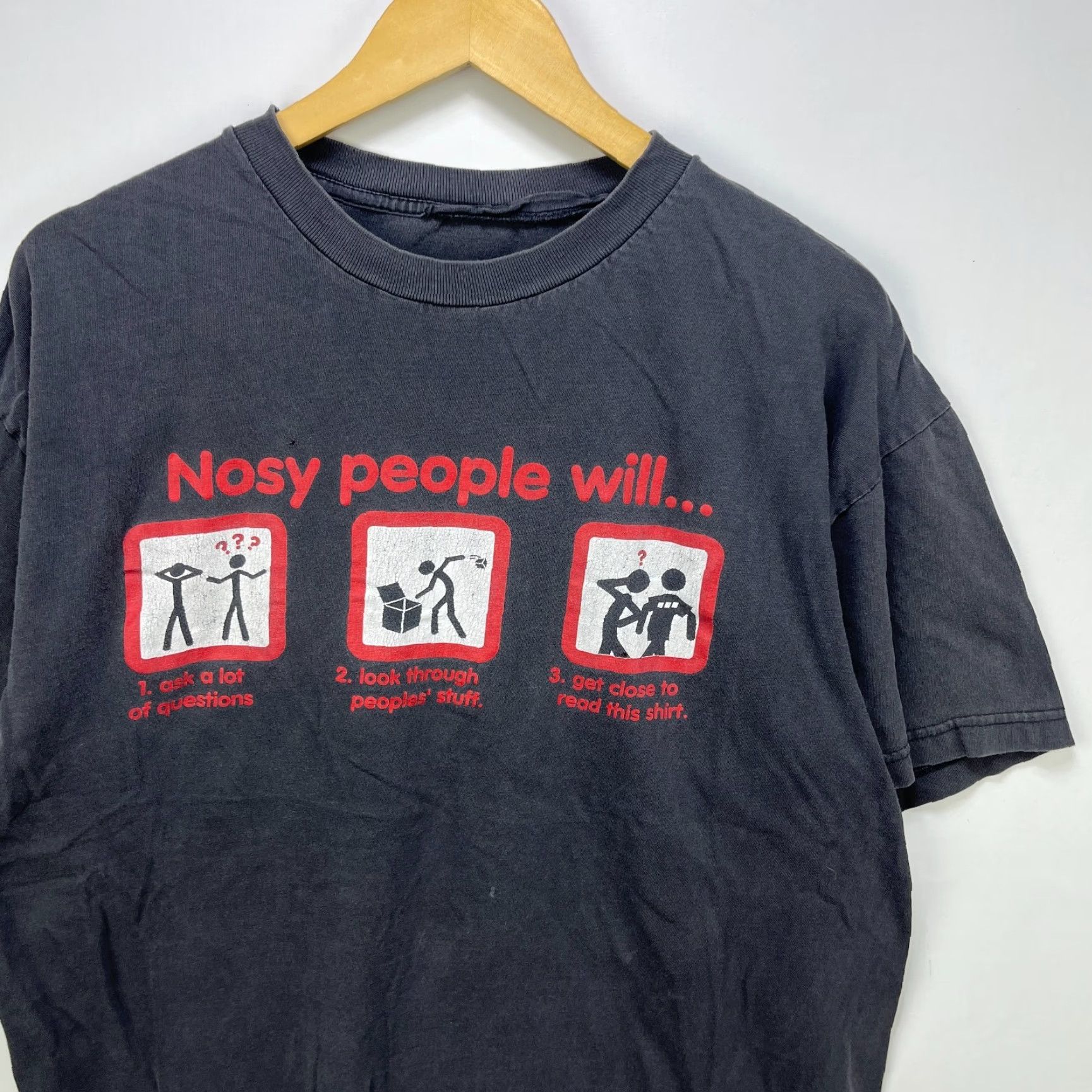 Vintage VINTAGE 90s Sun Faded Statement Comedy Funny T-Shirt Large XL Men Black Size US L / EU 52-54 / 3 - 3 Thumbnail