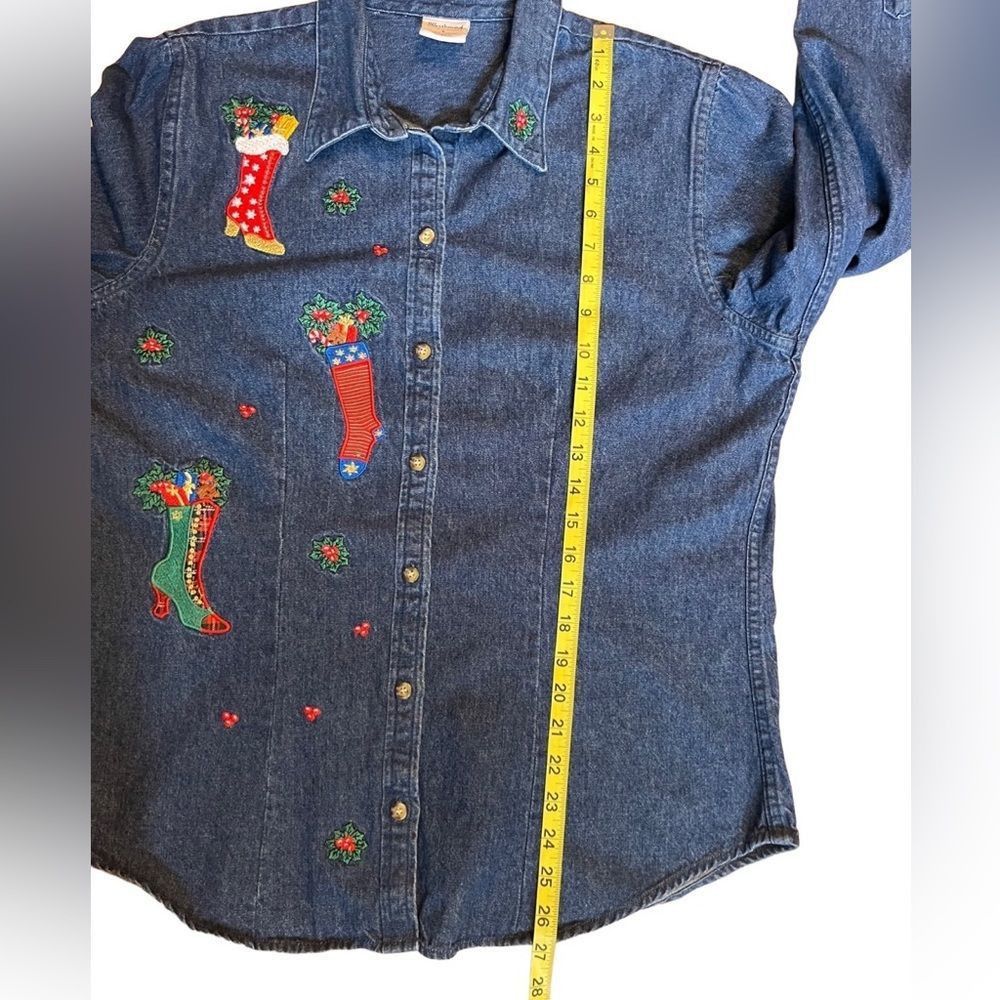 Vintage Vintage Westbound denim Christmas embroidered LG long sleeve Size L / US 10 / IT 46 - 8 Thumbnail