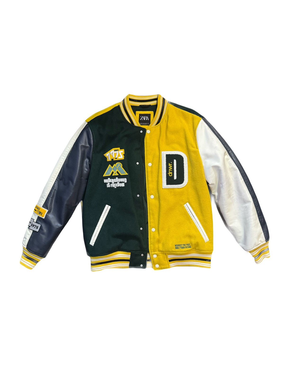 Zara Zara Men’s Yellow and Green “Underground” Varsity Size US M / EU 48-50 / 2 - 1 Thumbnail