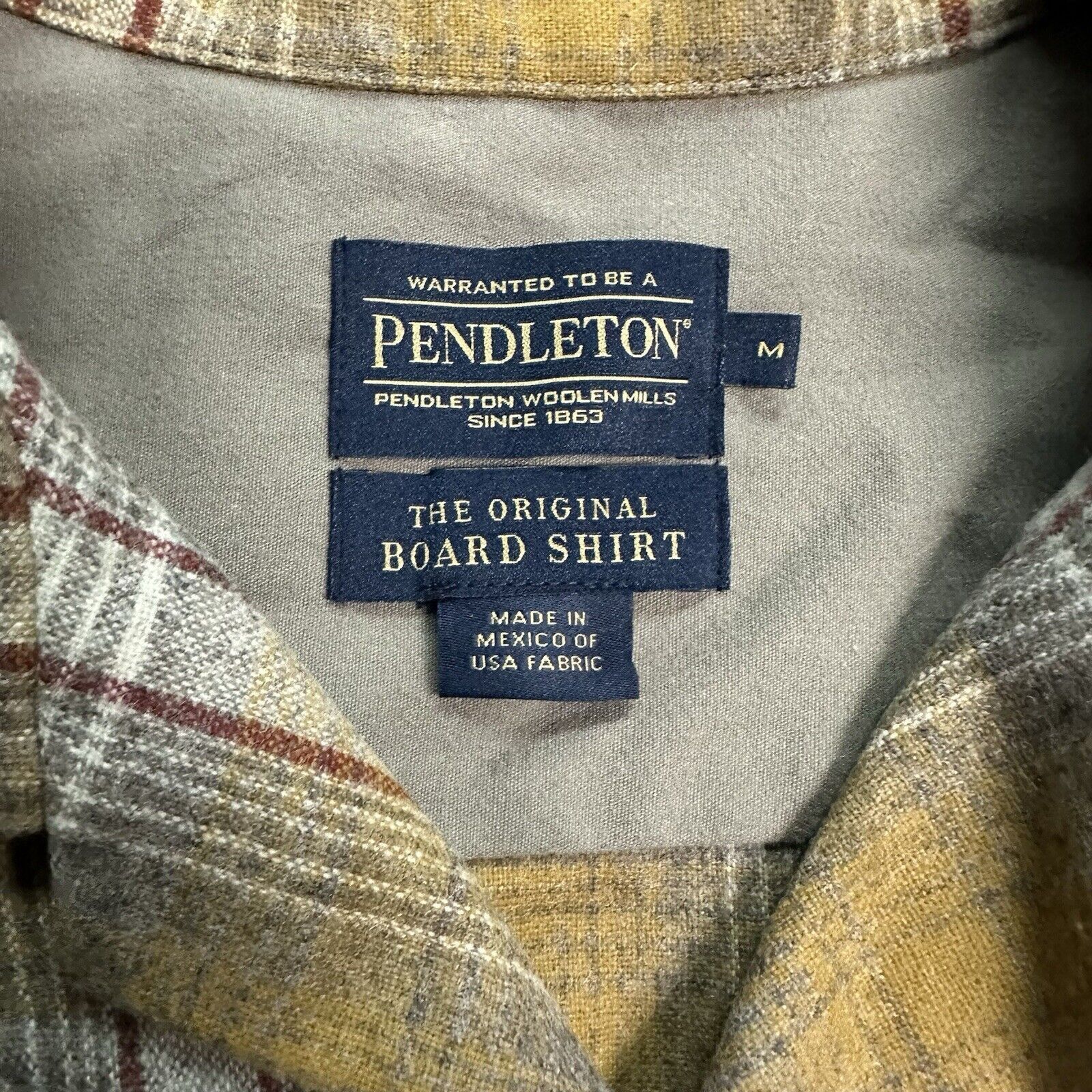 Flannel × Pendleton Pendleton Plaid Wool Board Shirt Medium Men Loop Collar Surf Size US M / EU 48-50 / 2 - 4 Thumbnail