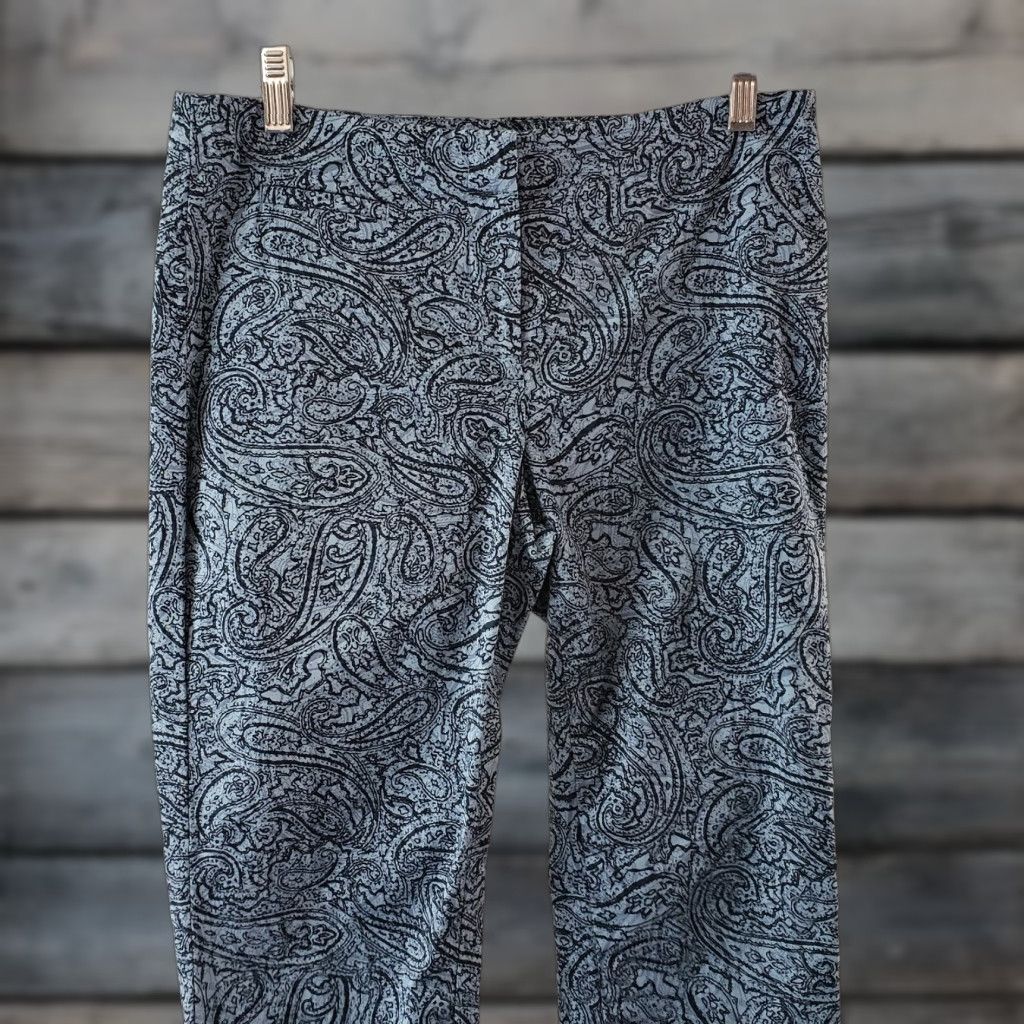 J. Jill J. Jill Womens Ankle Pants Sz 6 Blue Paisley Mid Rise Cotton Blend Chino N/A Size 28" / US 6 / IT 42 - 1 Thumbnail